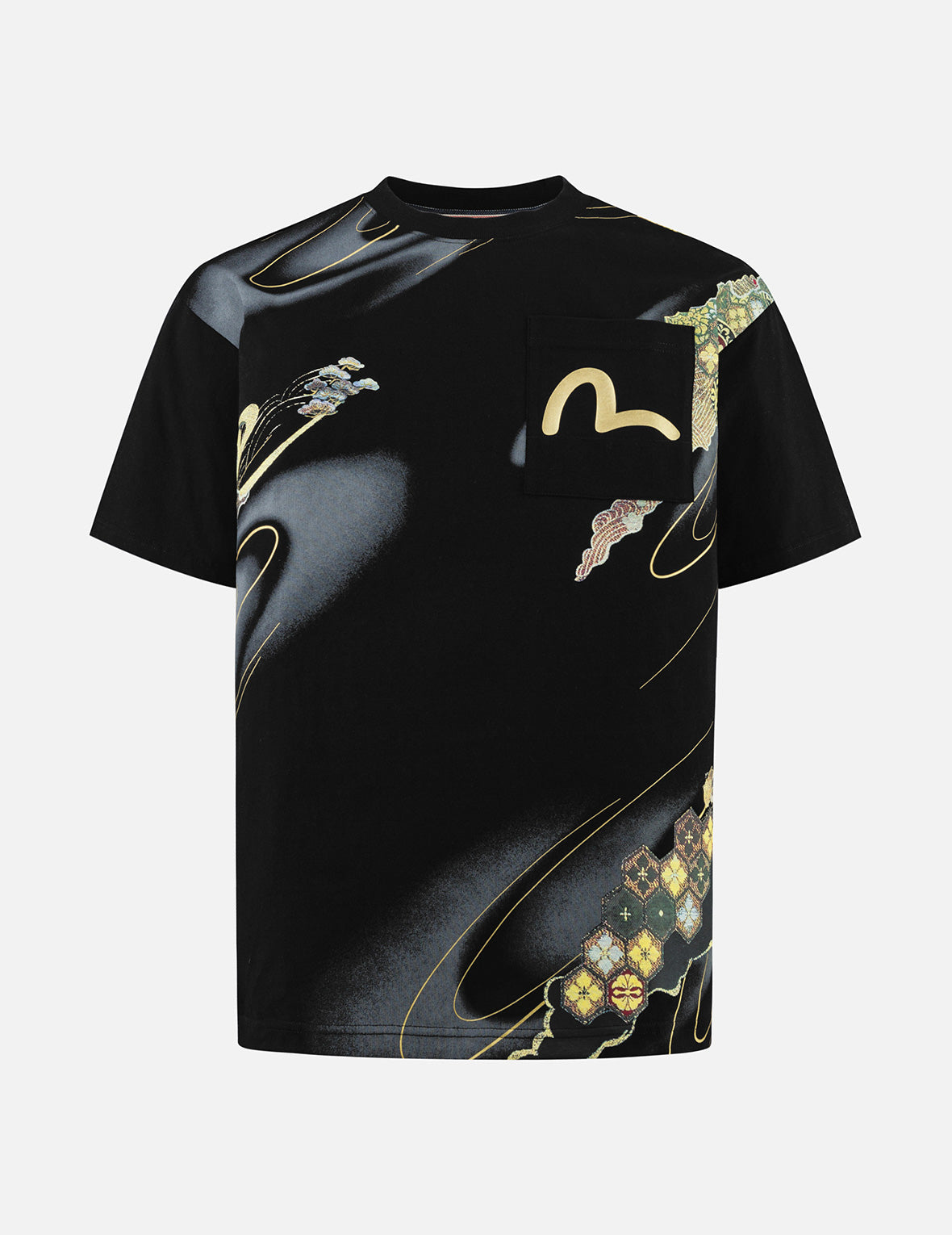 ブロケード家紋とオールオーバープリント リラックスフィット Tシャツ