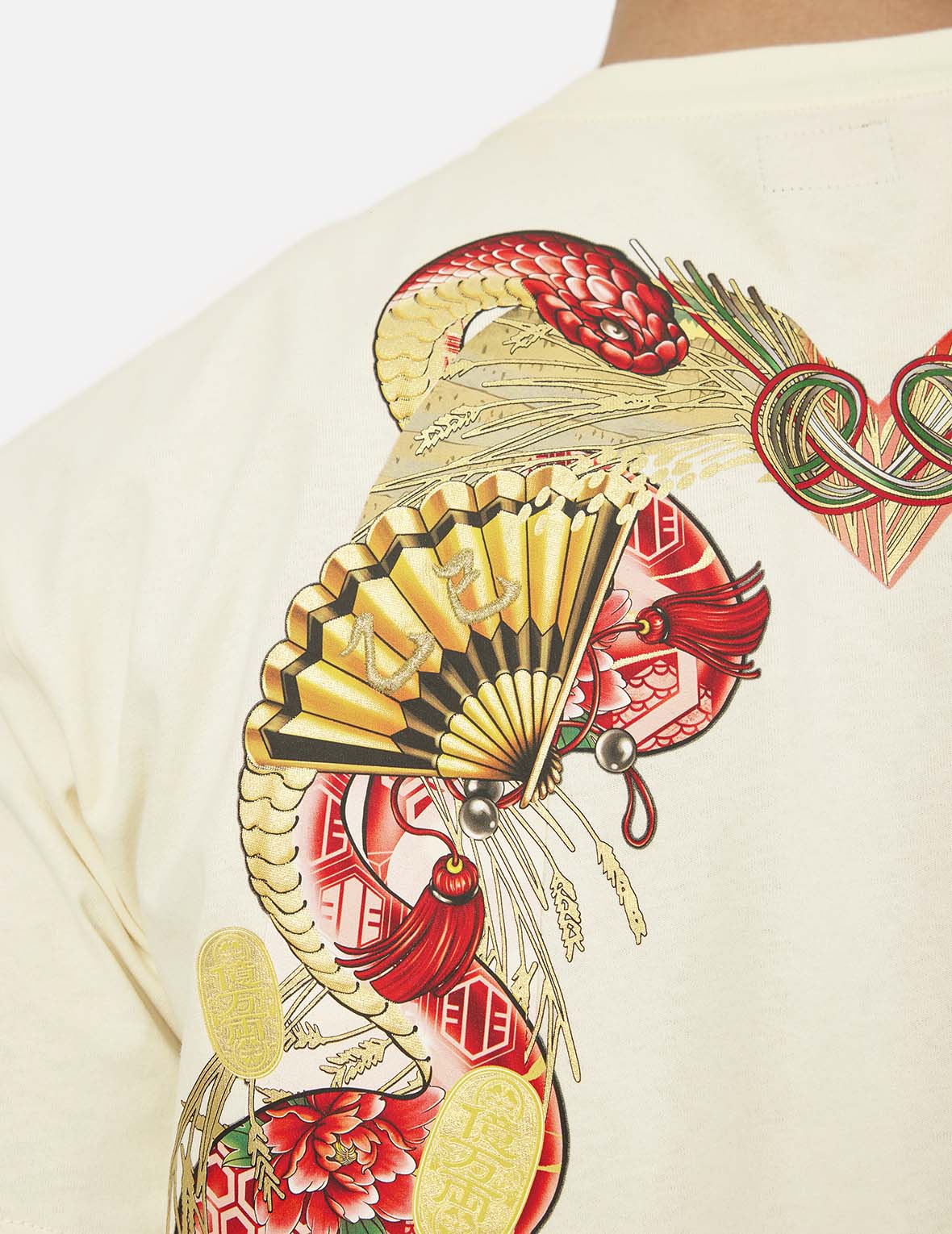 騰蛇大黒プリント リラックスフィットTシャツ
