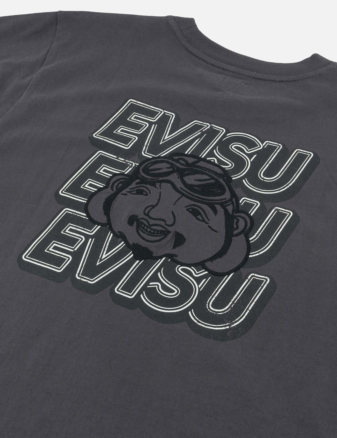 スローガンプリント 仏頭アップリケ刺繍 レギュラーフィット Tシャツ