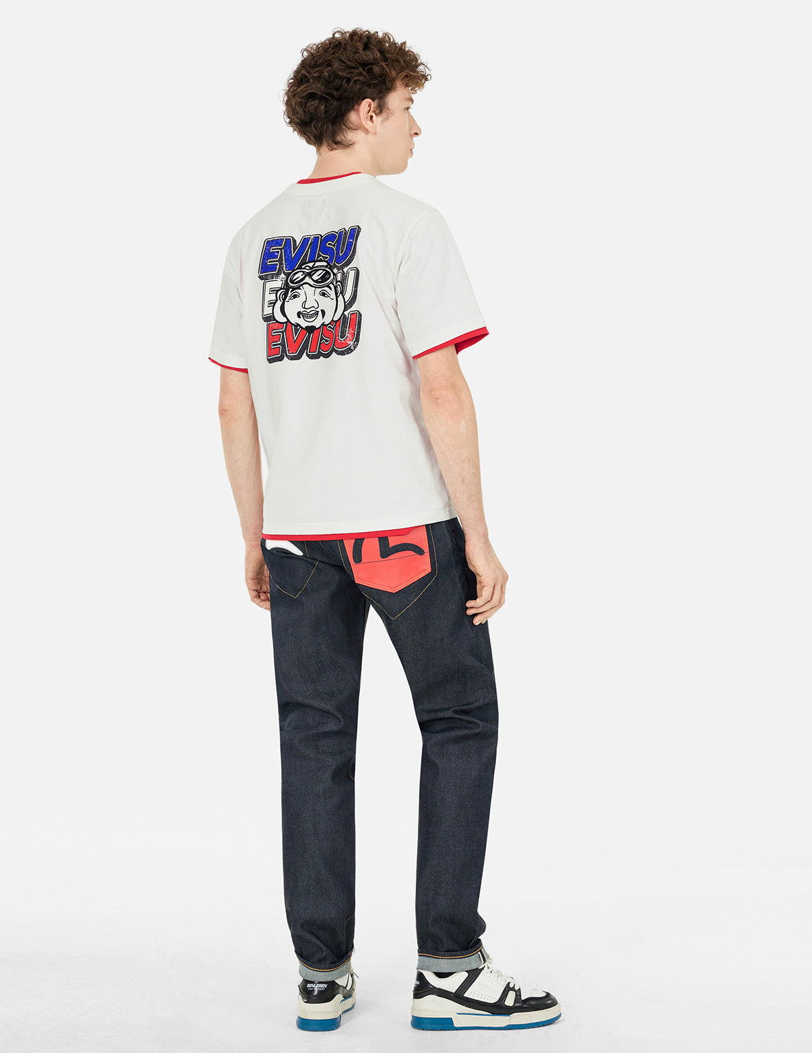 スローガンプリント 仏頭アップリケ刺繍 レギュラーフィット Tシャツ