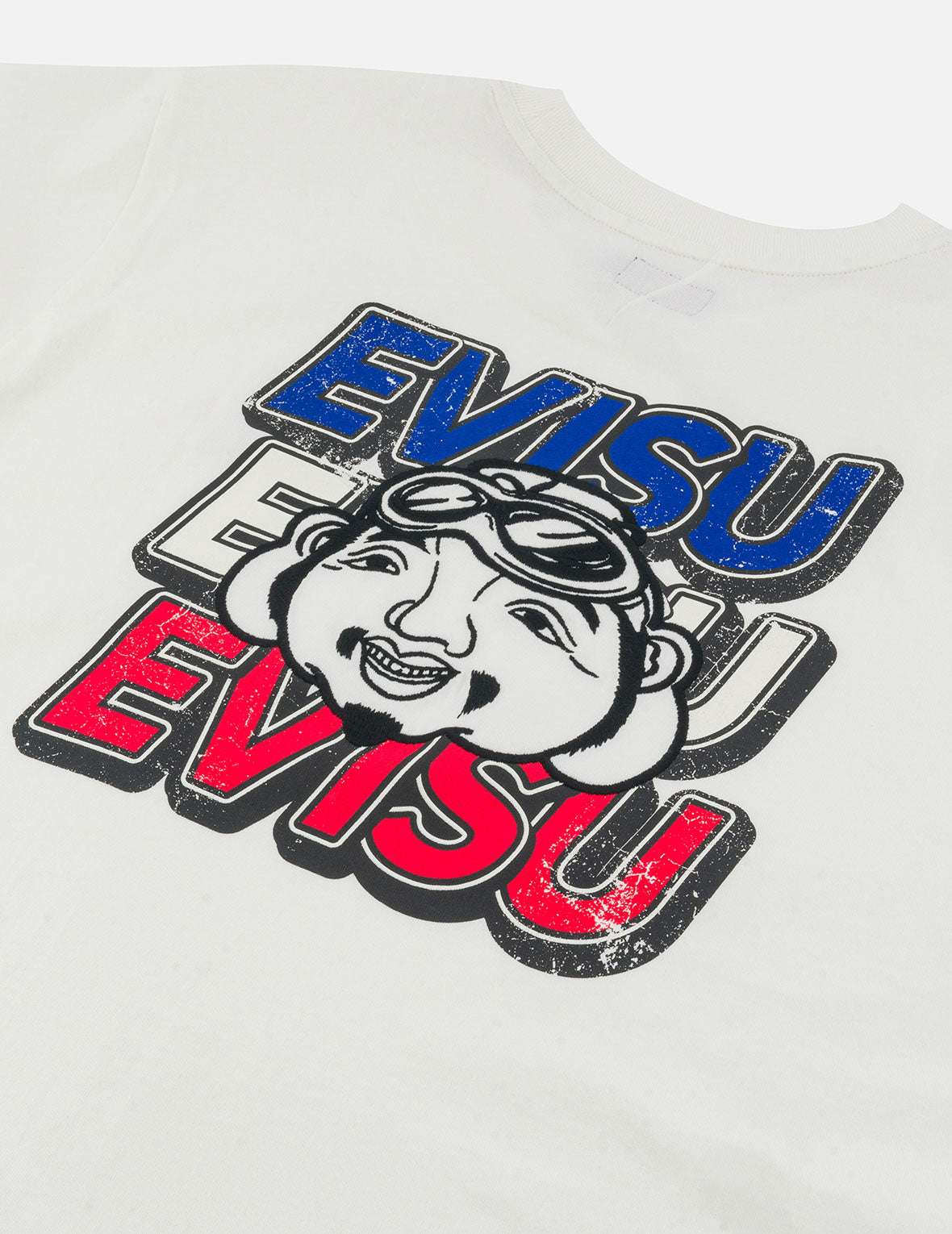 スローガンプリント 仏頭アップリケ刺繍 レギュラーフィット Tシャツ