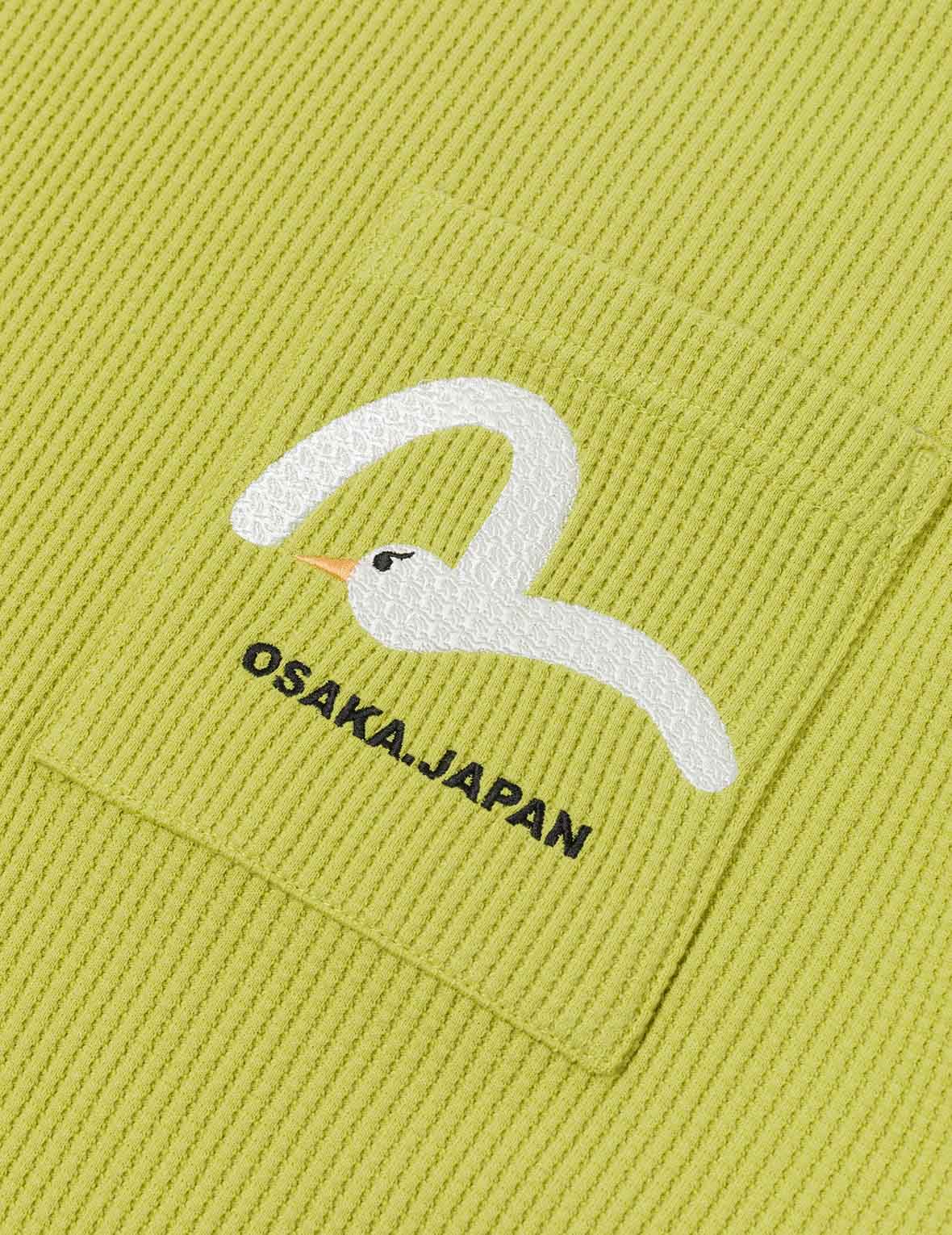 カモメ&ロゴ刺繍 オーバーサイズ 半袖ワッフルスウェットシャツ
