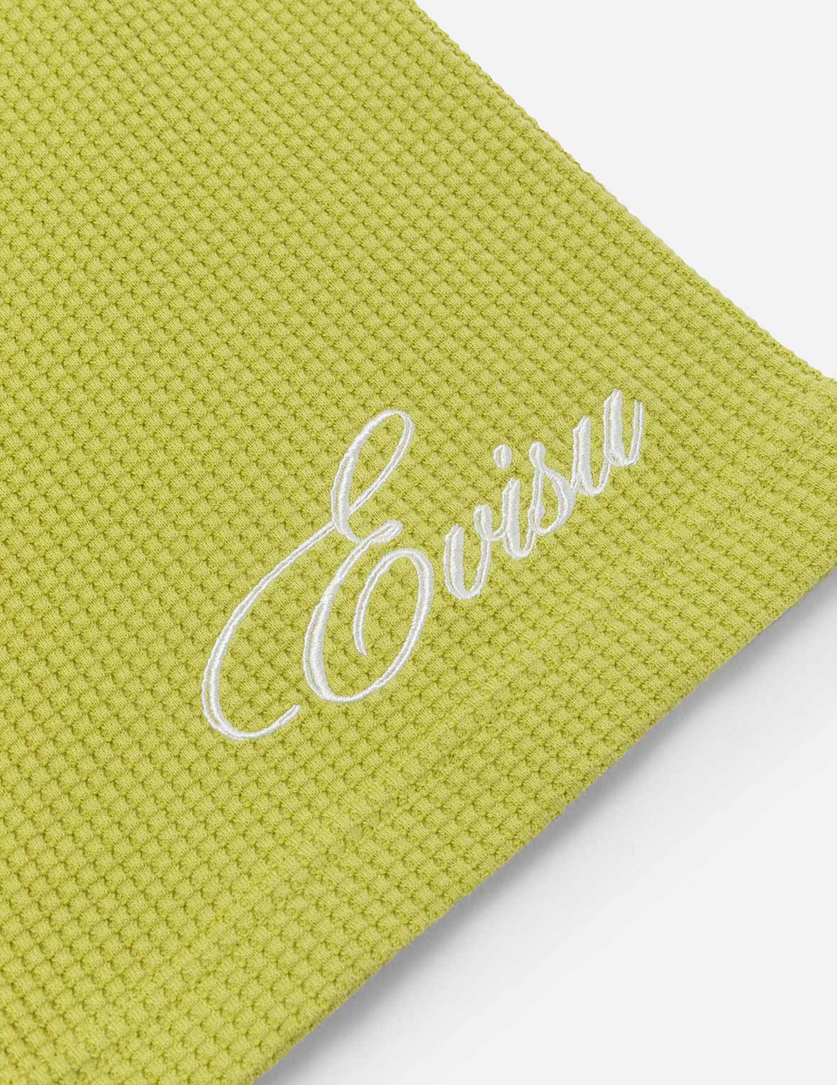 カモメ&ロゴ刺繍 オーバーサイズ 半袖ワッフルスウェットシャツ