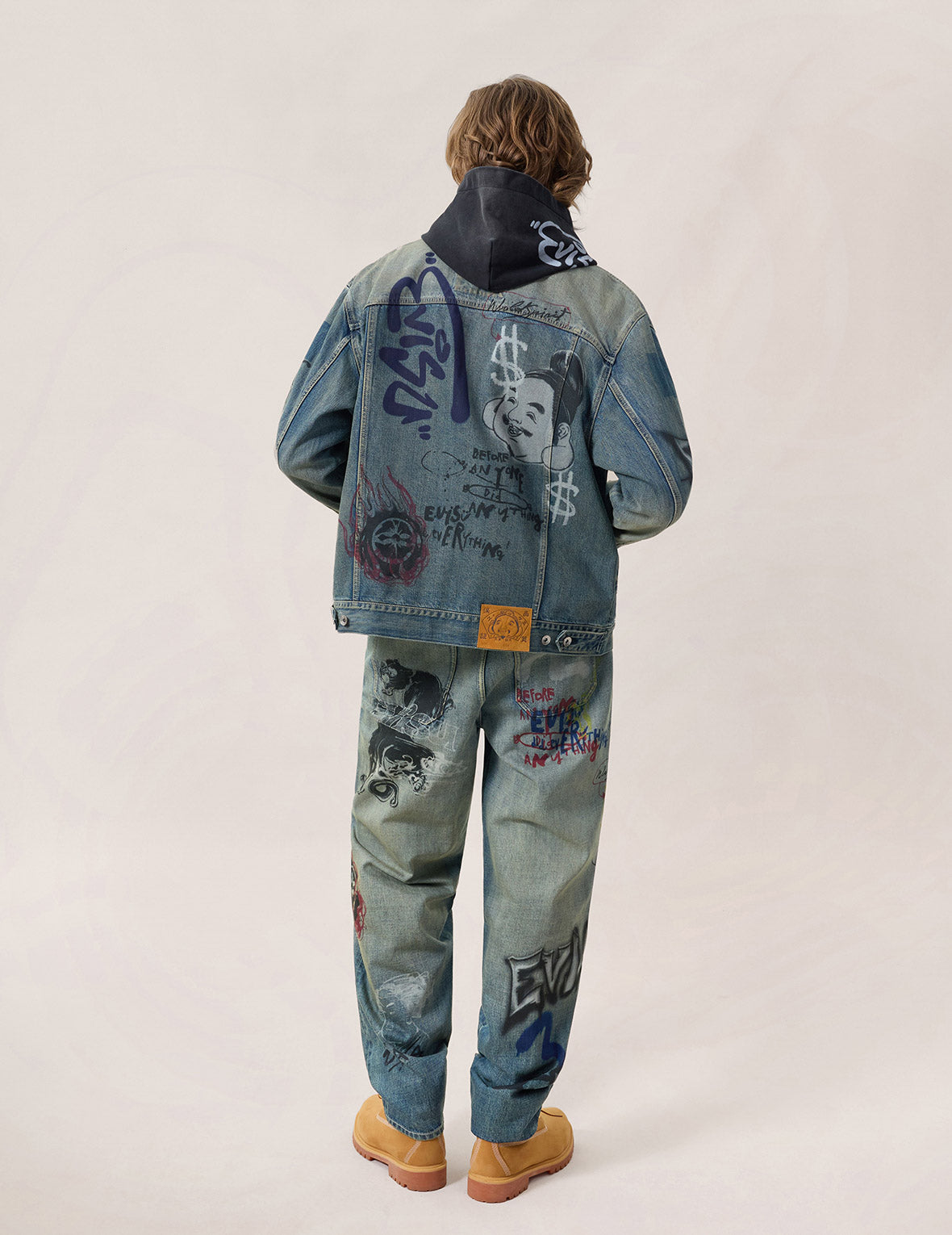Allover Graffiti Printed Denim Jacket