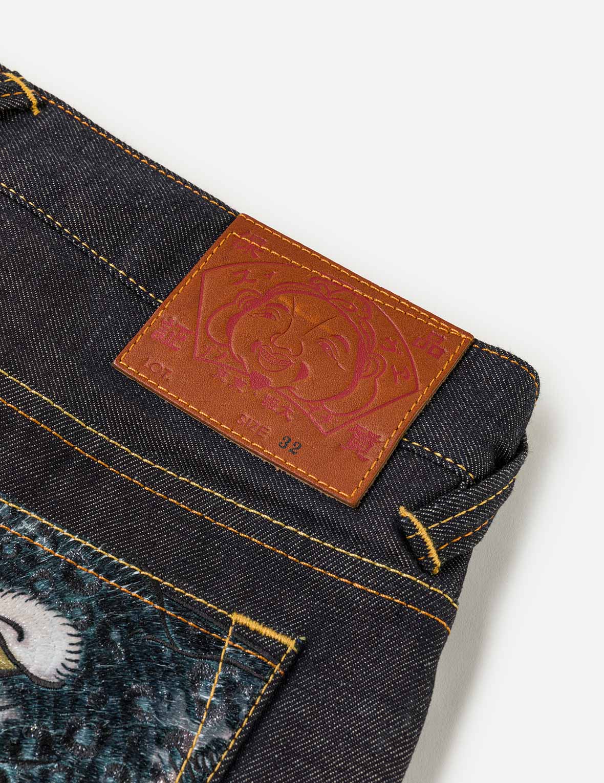 レオパードポケット刺繍 デニムショーツ