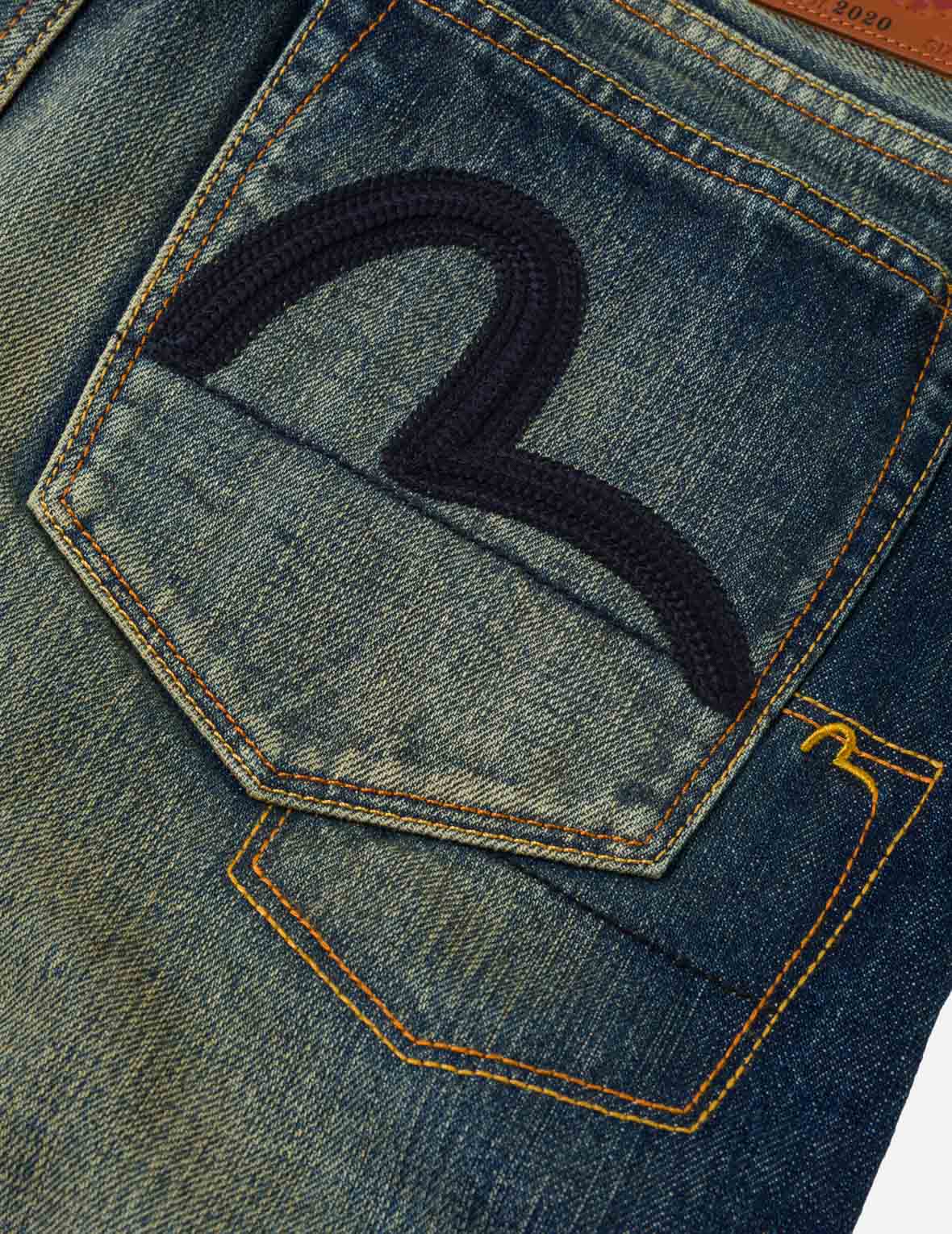 ダークトーンウォッシュド刺繍 ジーンズ #2020