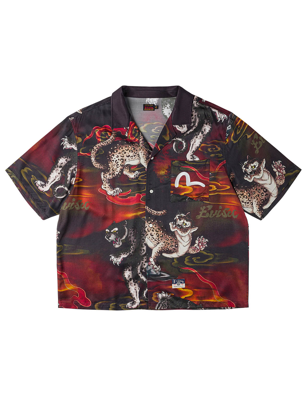 EVISUベスト　42 Hakutaku and Logo Print Fashion Fit Denim Baseball Shirt – EVISU