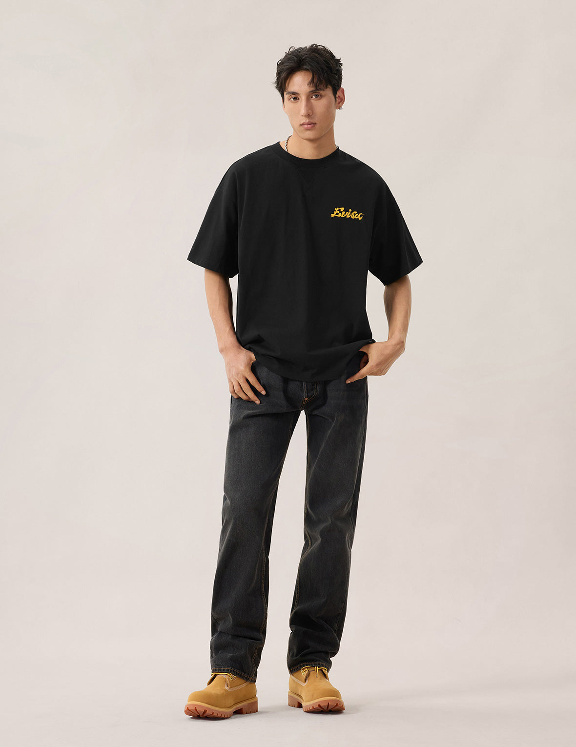 日本凧デニムパッチポケット Tシャツ