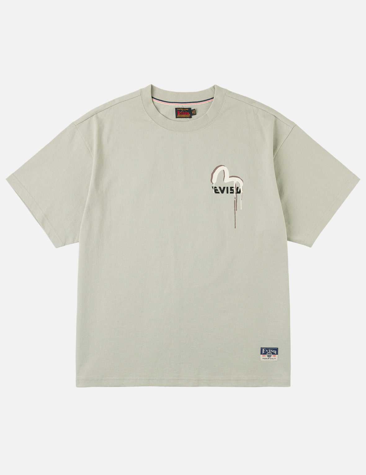 グラフィティロゴと仏頭プリントTシャツ