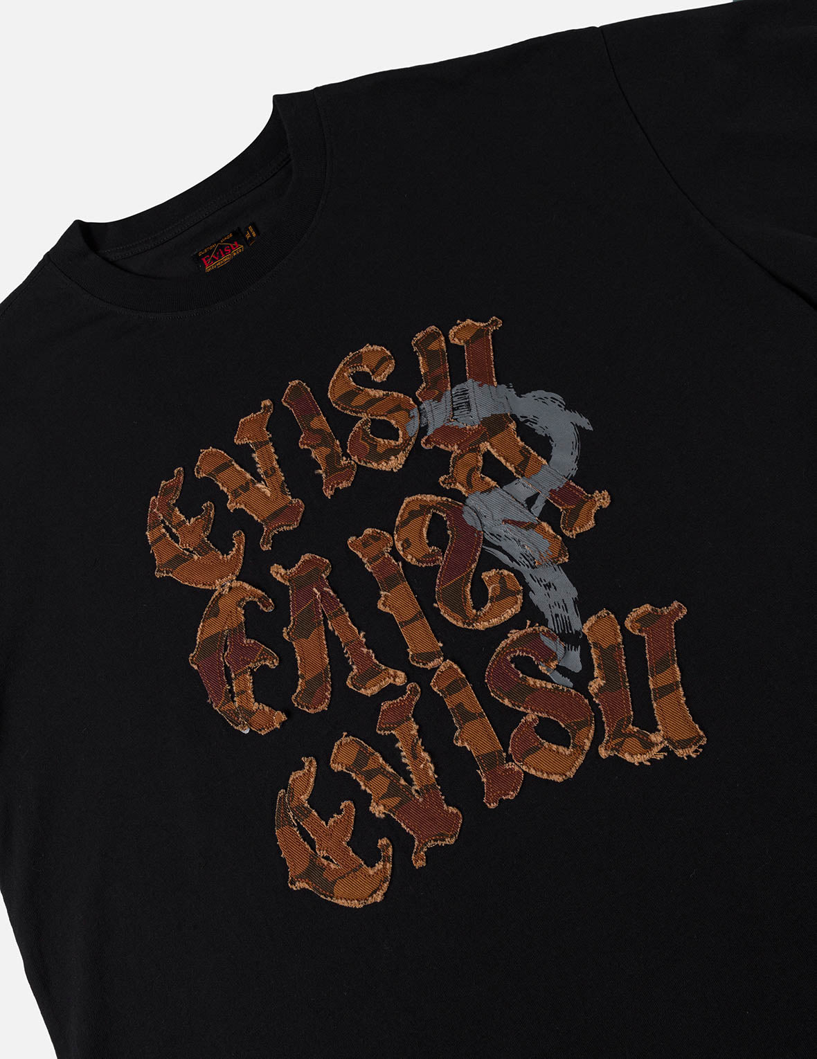 ディストレスド石垣迷彩アップリケロゴ Tシャツ