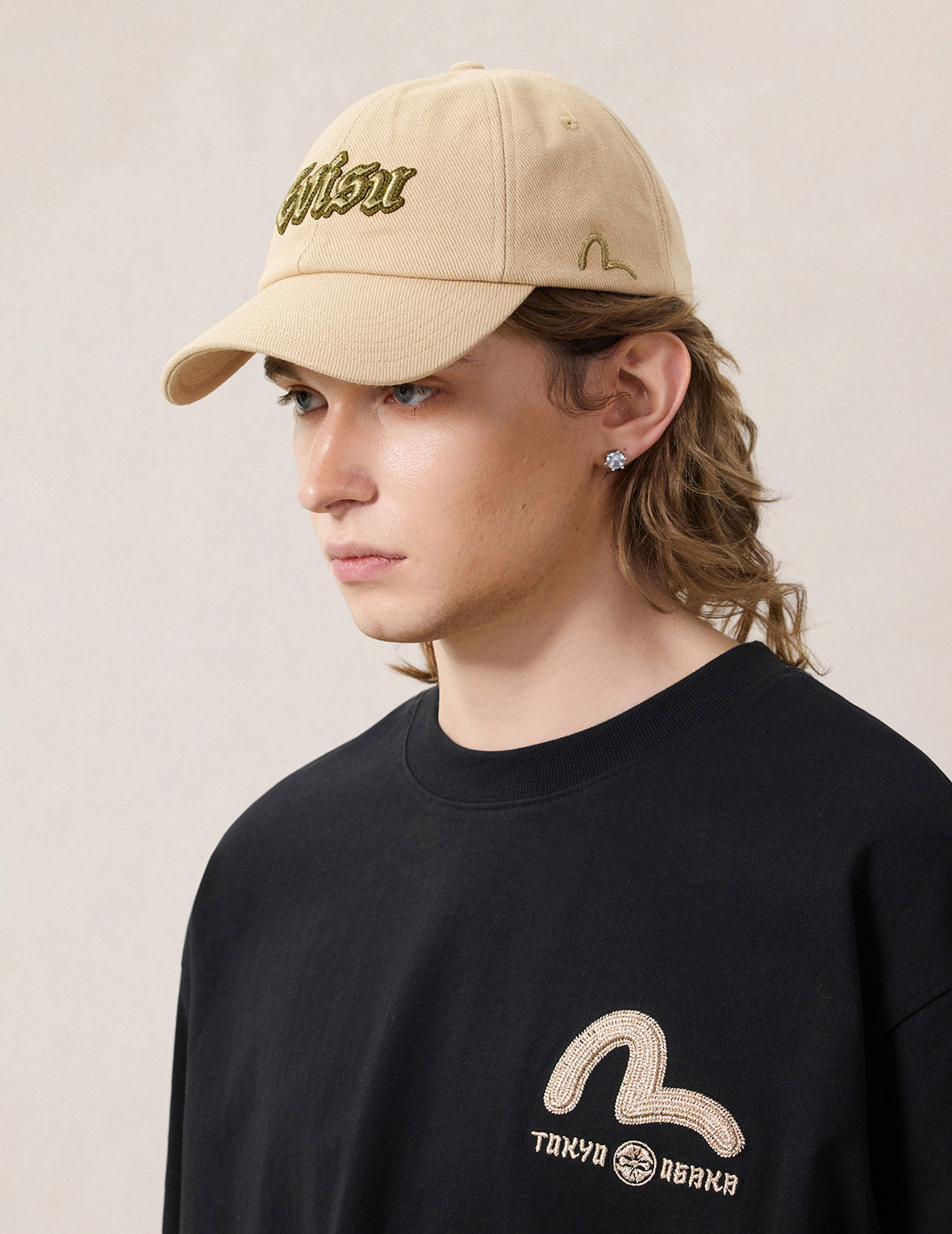 Evisu Logo Embroidery Cap - Beige