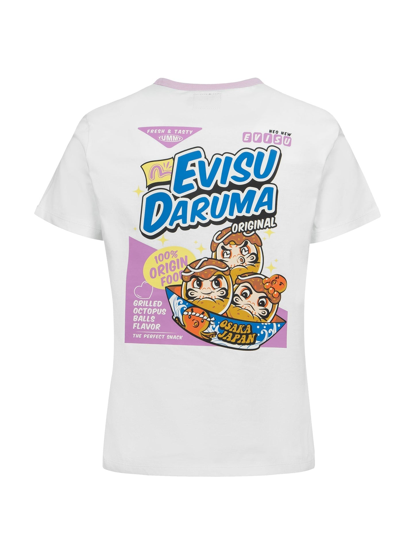 ロゴとたこ焼き だるま プリント レギュラー フィット リンガー Tシャツ
