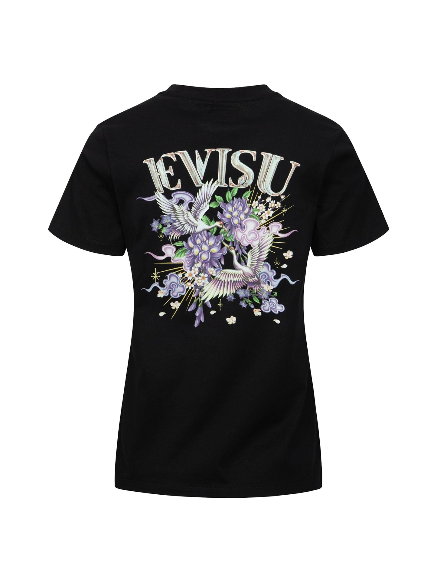 ツルと藤の花 プリント レギュラー フィット Tシャツ
