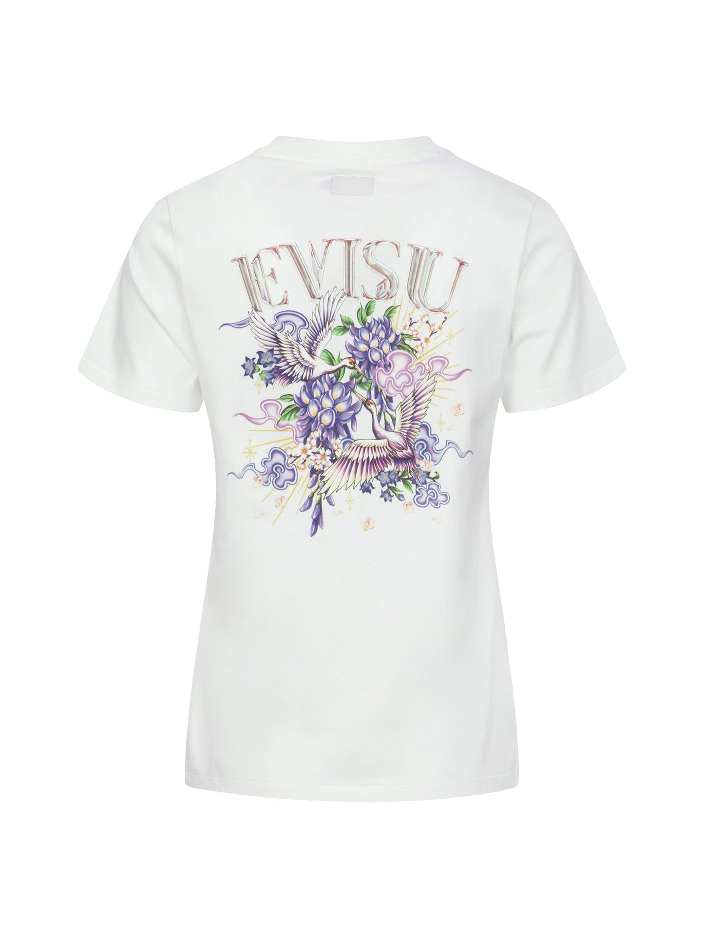 ツルと藤の花 プリント レギュラー フィット Tシャツ