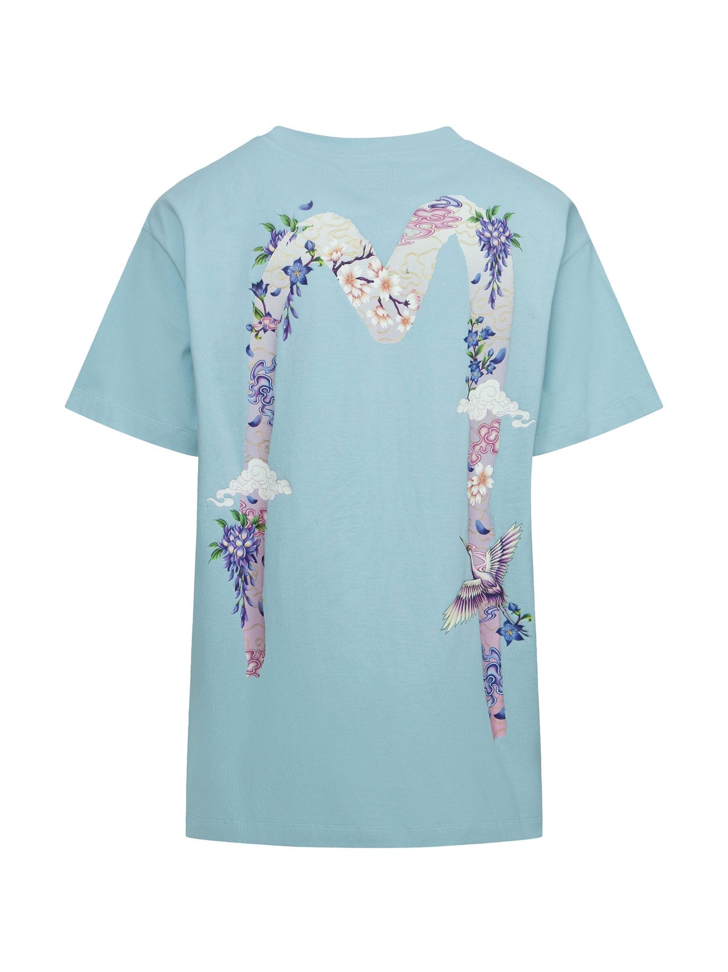 鶴と藤の花大黒ボーイフレンドTシャツ
