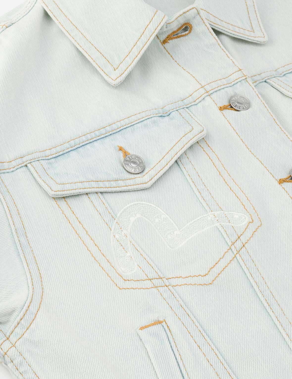 ハチドリ&マグノリア刺繍 ルーズフィット キルティングデニムジャケット