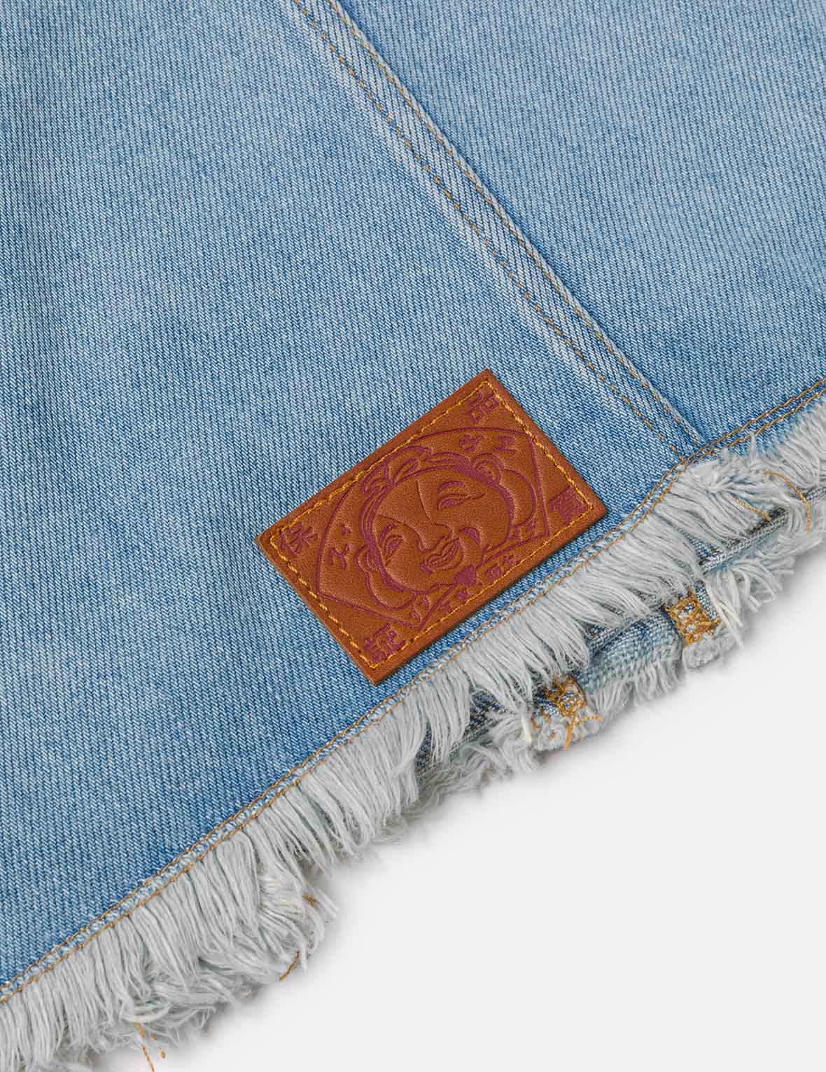 デコンストラクションロゴとカモメ刺繍オーバーサイズデニムジャケット