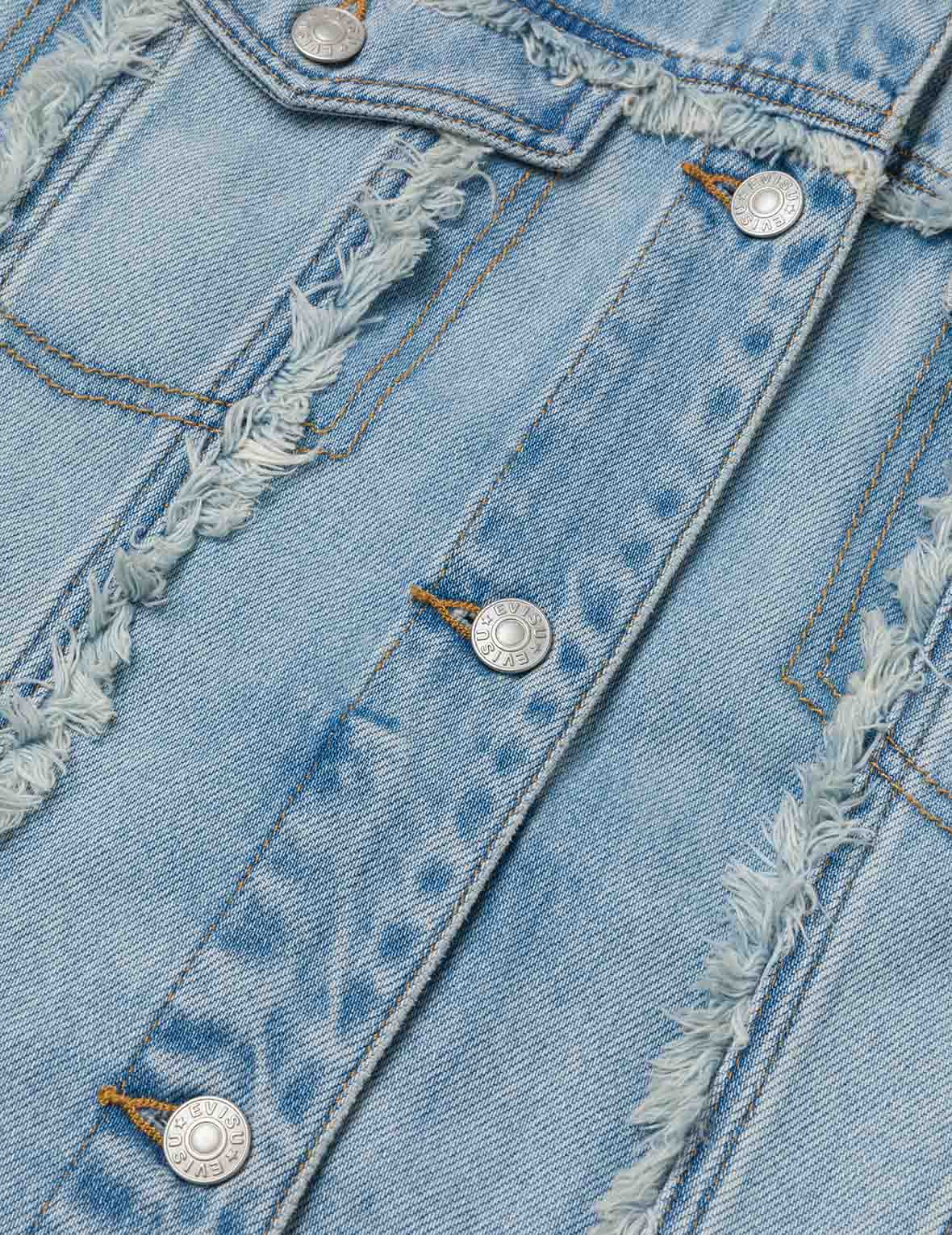 デコンストラクションロゴとカモメ刺繍オーバーサイズデニムジャケット