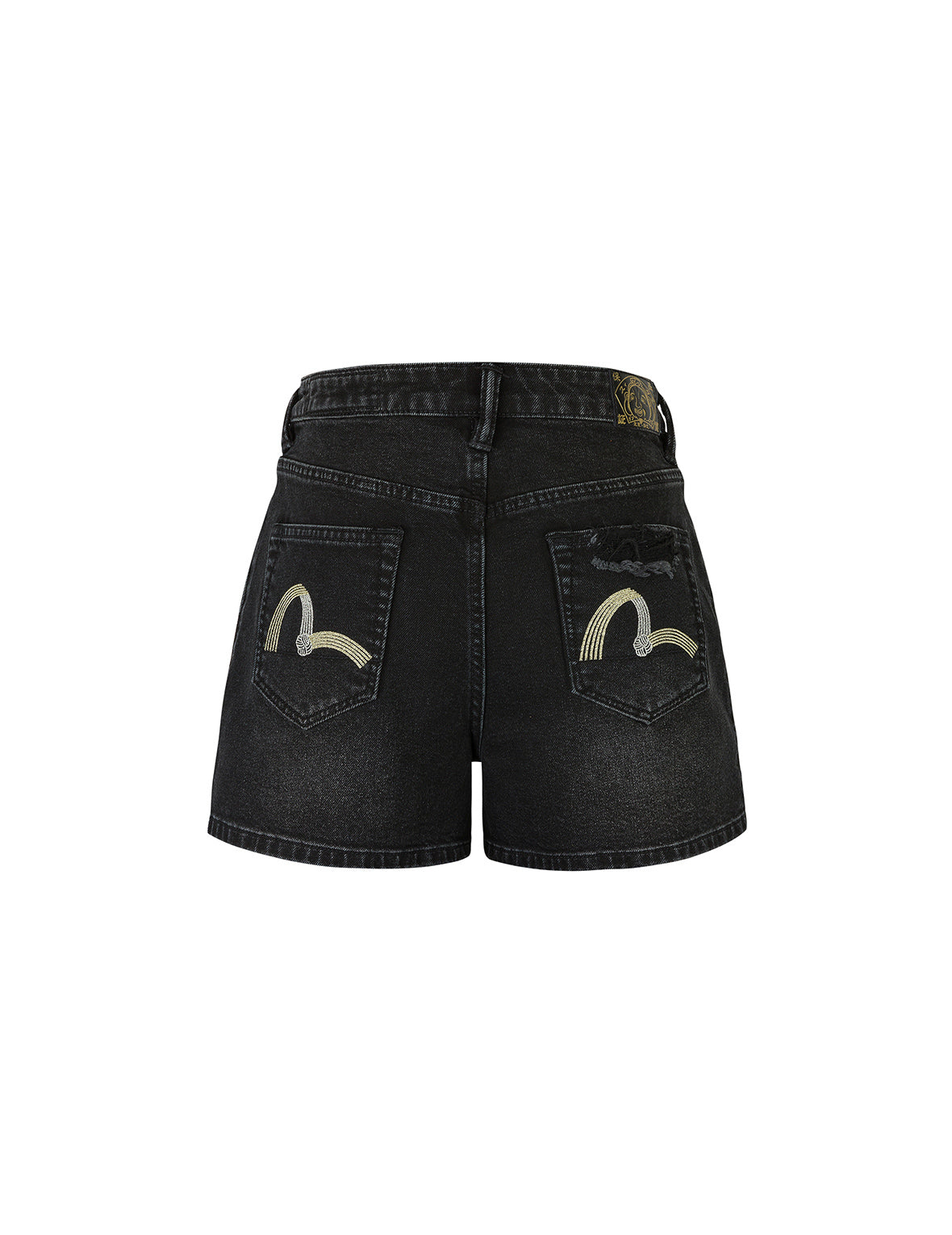 ノットカモメ刺繍 ルーズフィット デニムショーツ