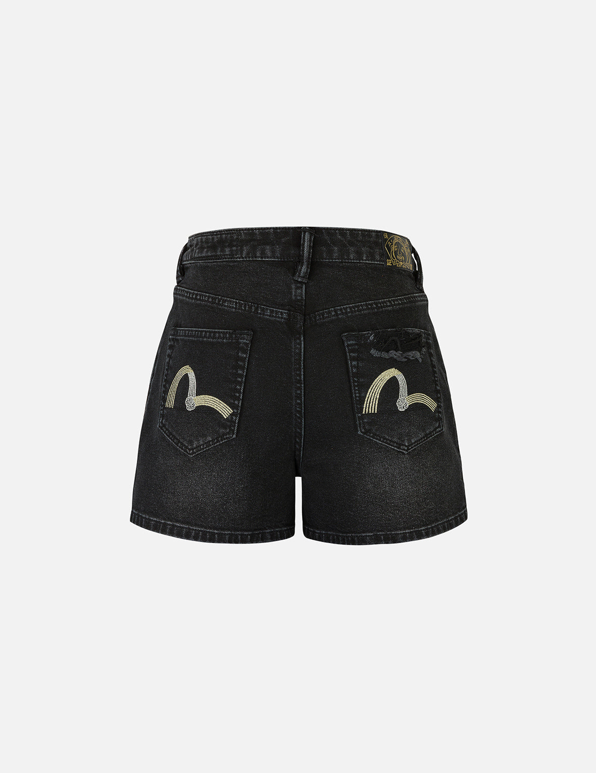ノットカモメ刺繍 ルーズフィット デニムショーツ