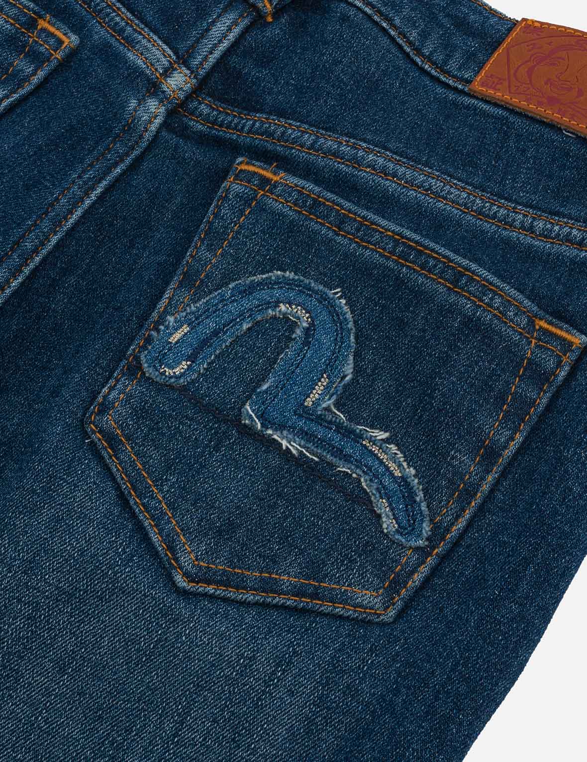 カモメ アップリケ刺繍 スキニージーンズ
