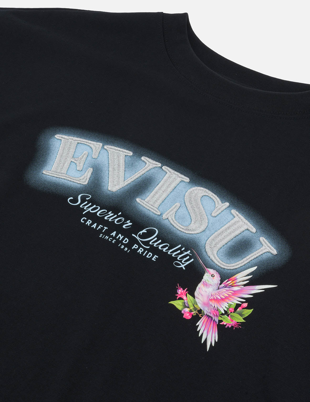 ロゴ刺繍とハチドリプリント レギュラーフィット Tシャツ