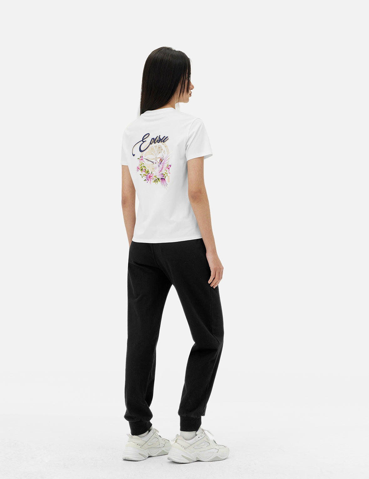 ハチドリ&マグノリアプリント レギュラーフィット Tシャツ