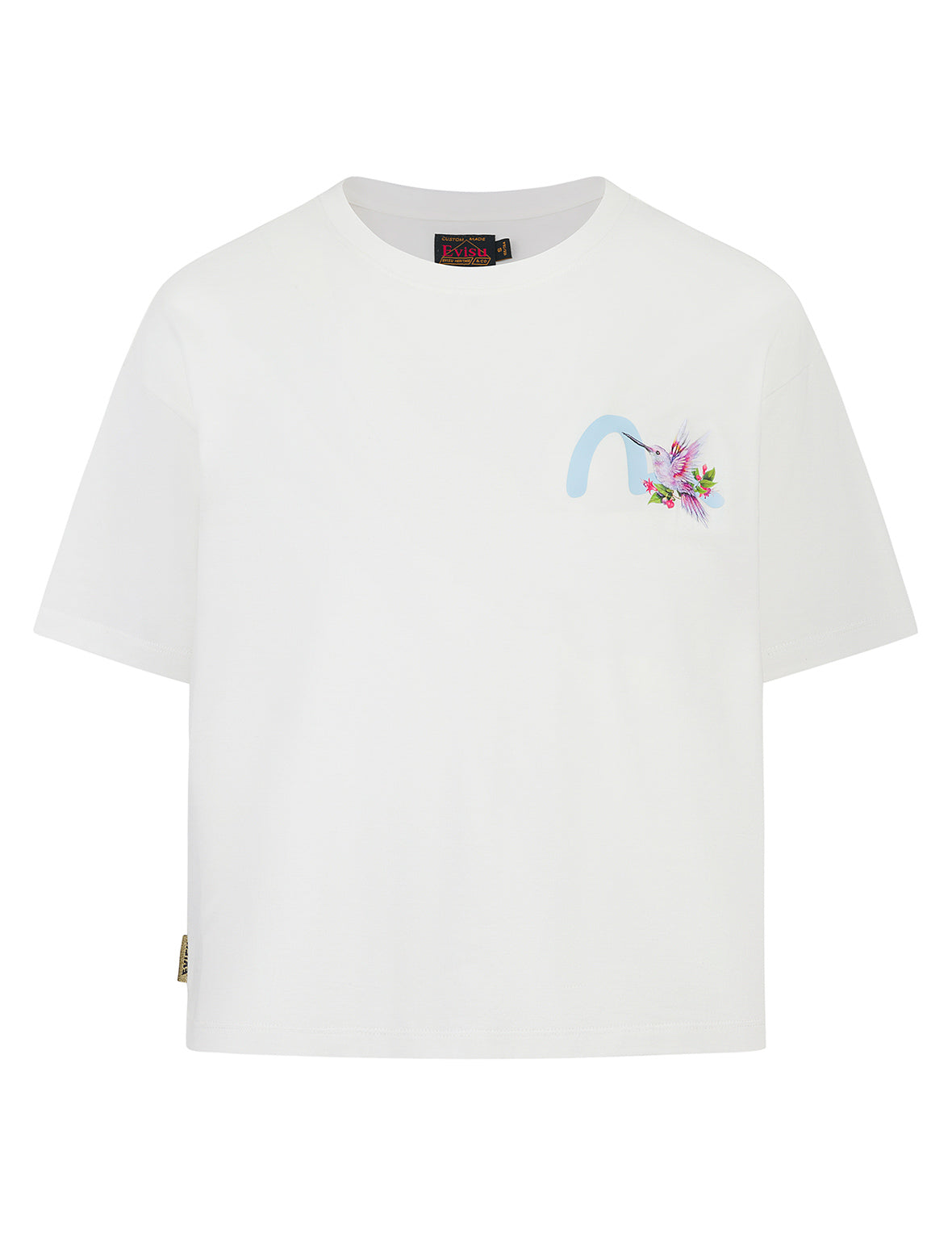Seagull and Hummingbird Print Cropped T-shirt