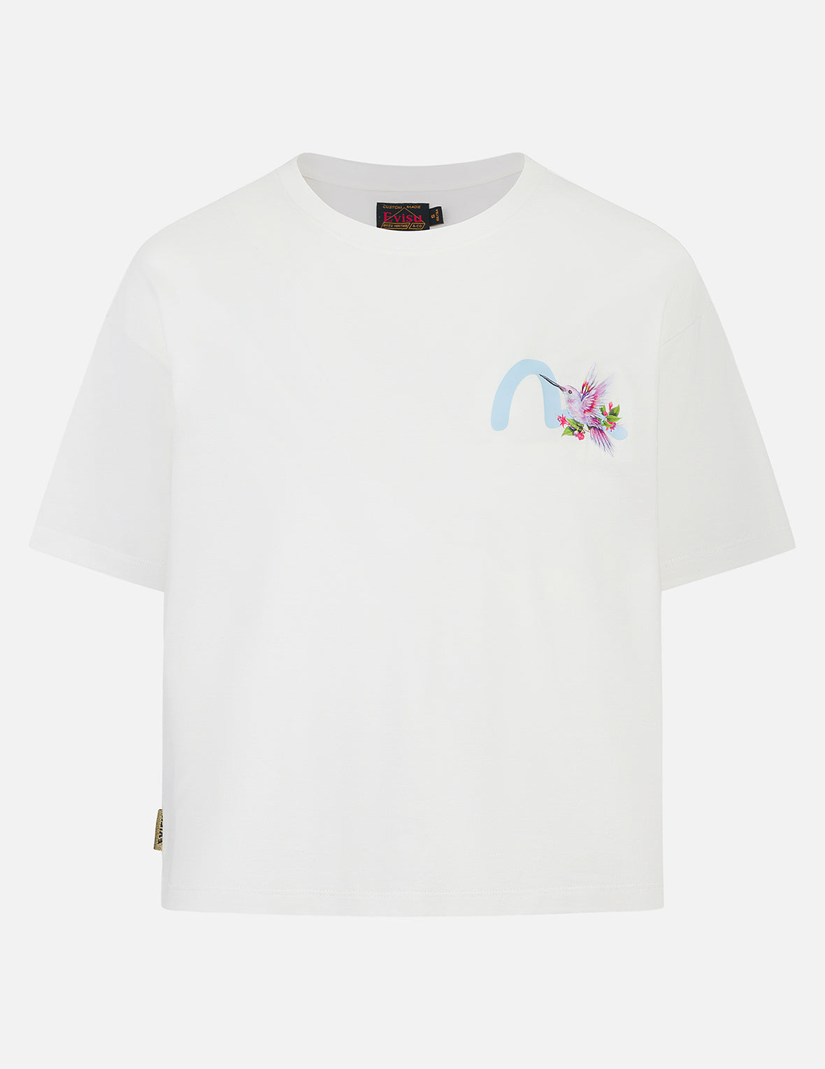 Seagull and Hummingbird Print Cropped T-shirt