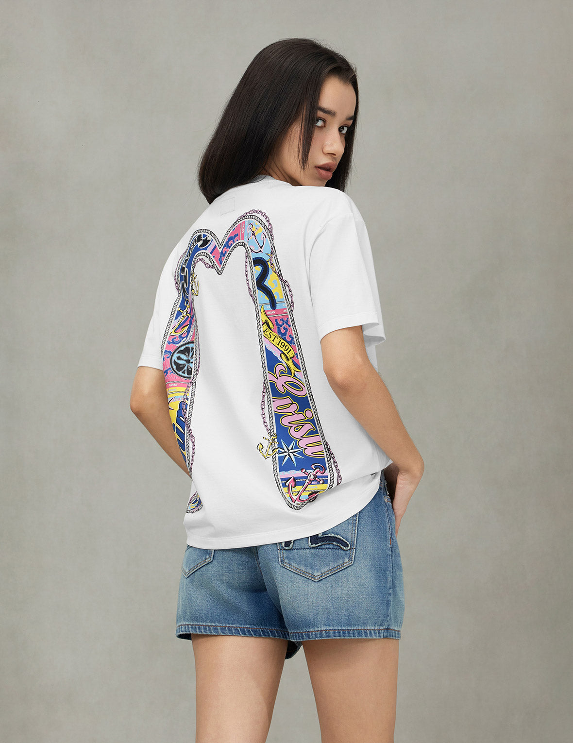 ツイストロープと大黒アンカープリント オーバーサイズ Tシャツ
