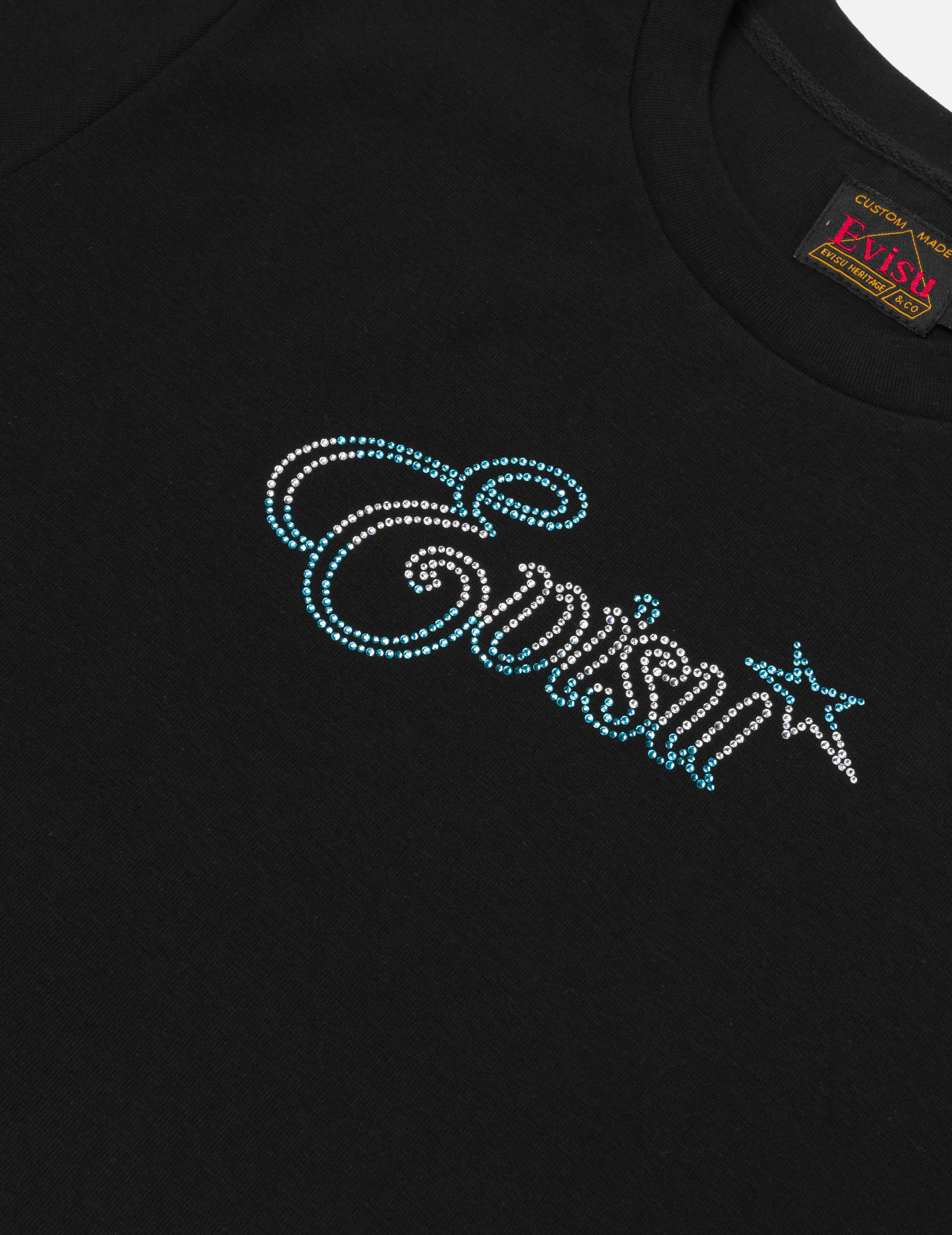 ロゴとヒトデラインストーン スリムフィット Tシャツ
