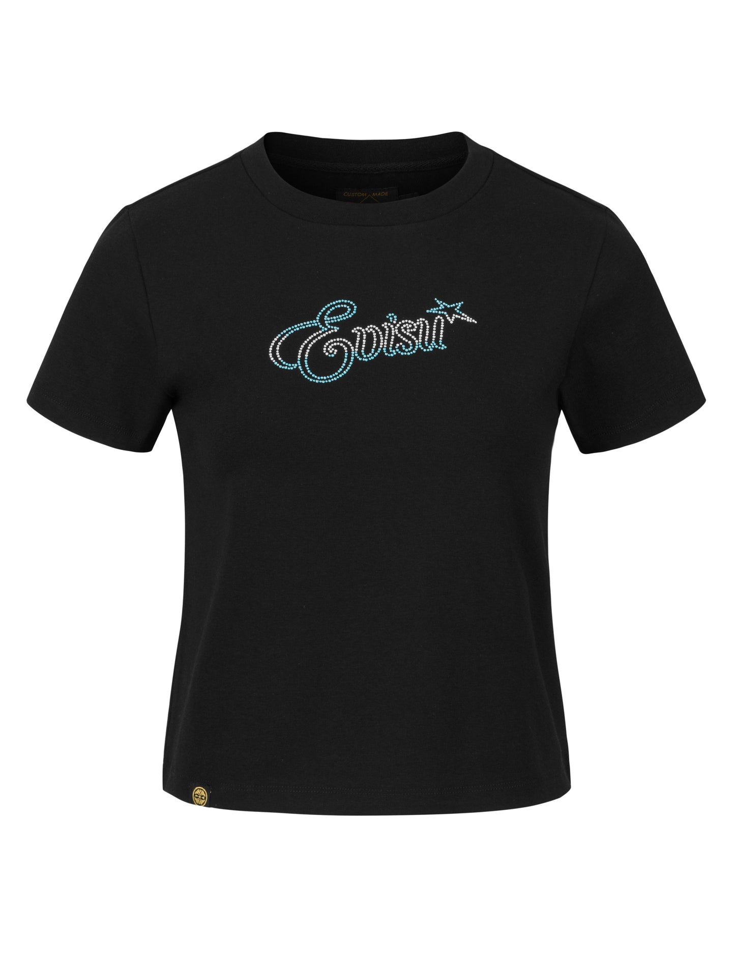 ロゴとヒトデラインストーン スリムフィット Tシャツ