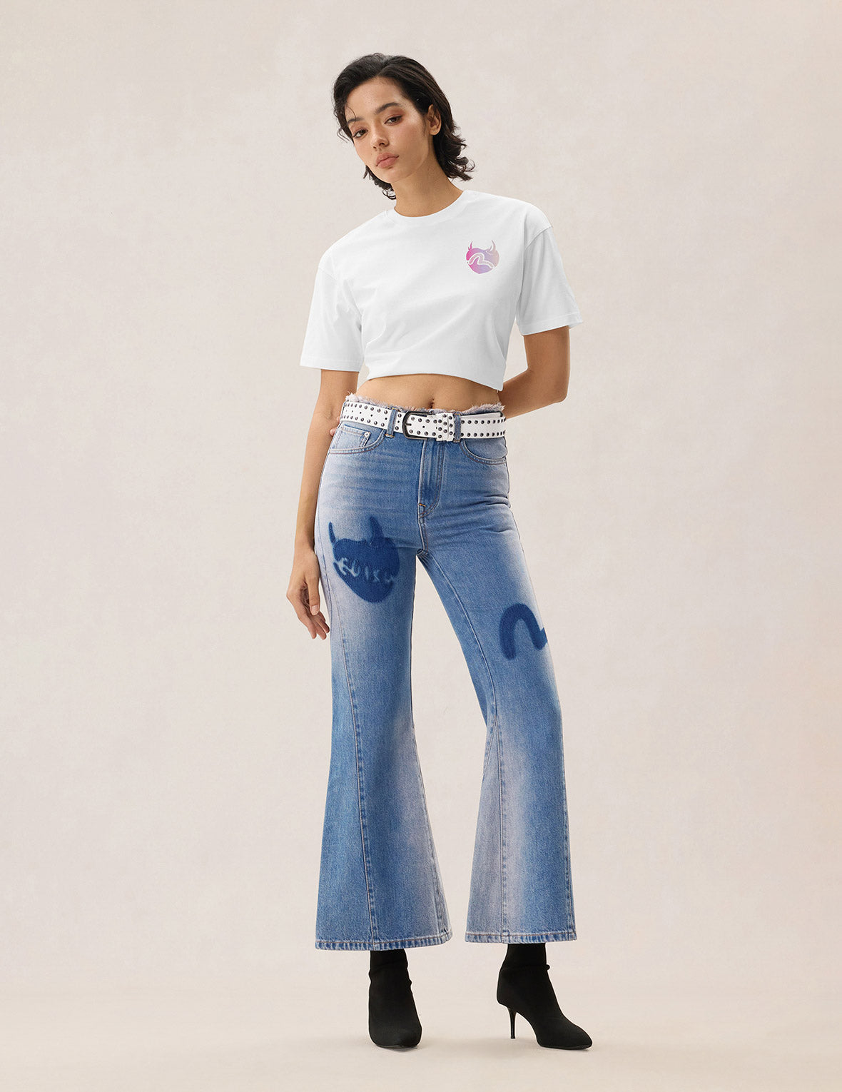 デビルハート型カモメエンボスTシャツ