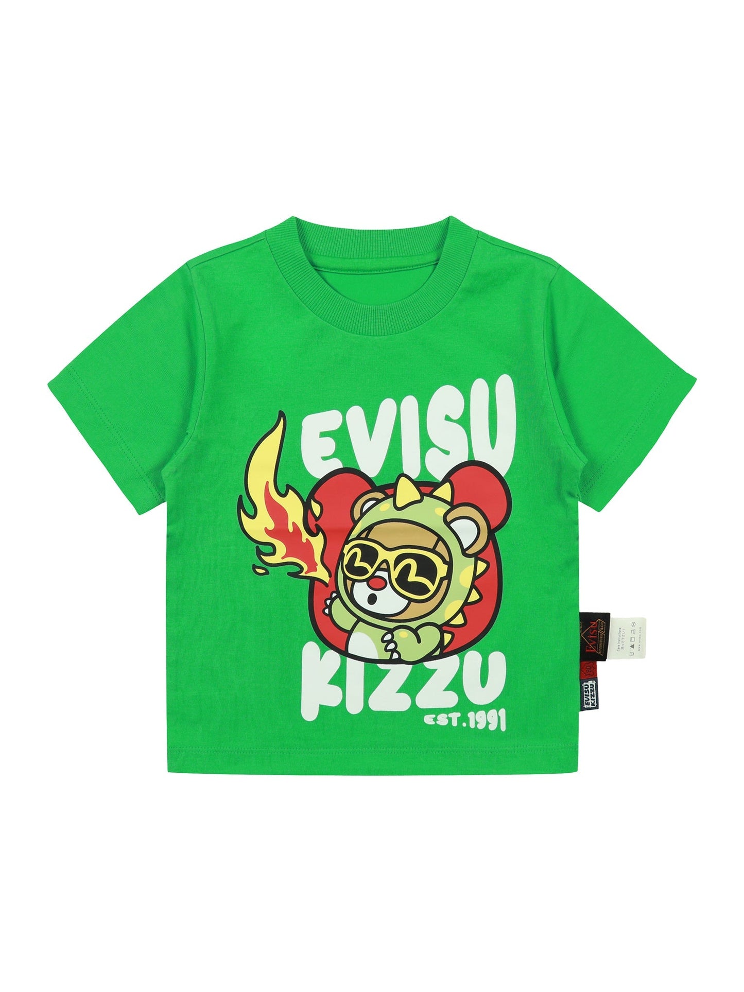 噴火恐竜とクマプリントレギュラーフィットTシャツ
