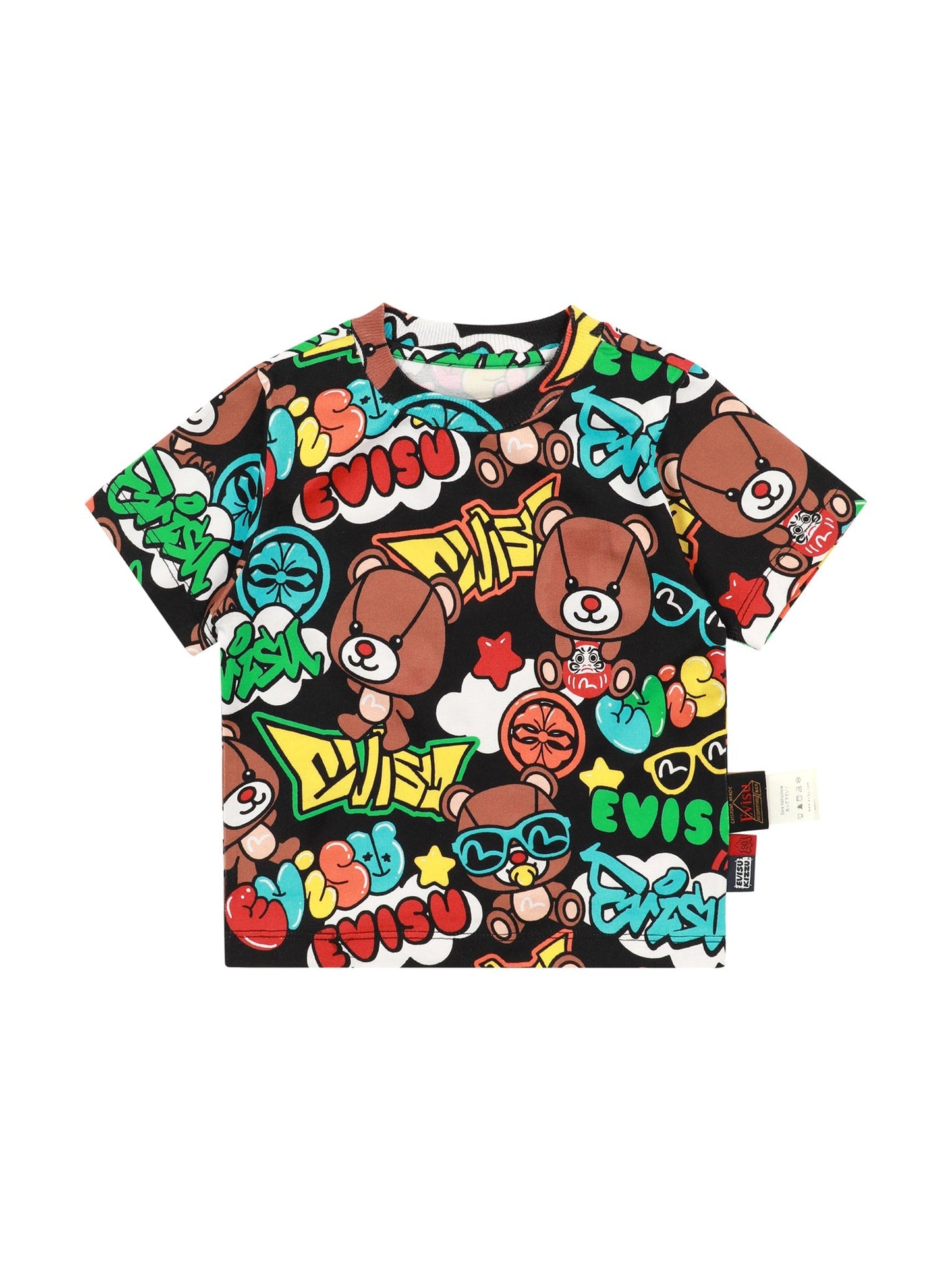 グラフィティスタイルのマルチプリントレギュラーフィットTシャツ