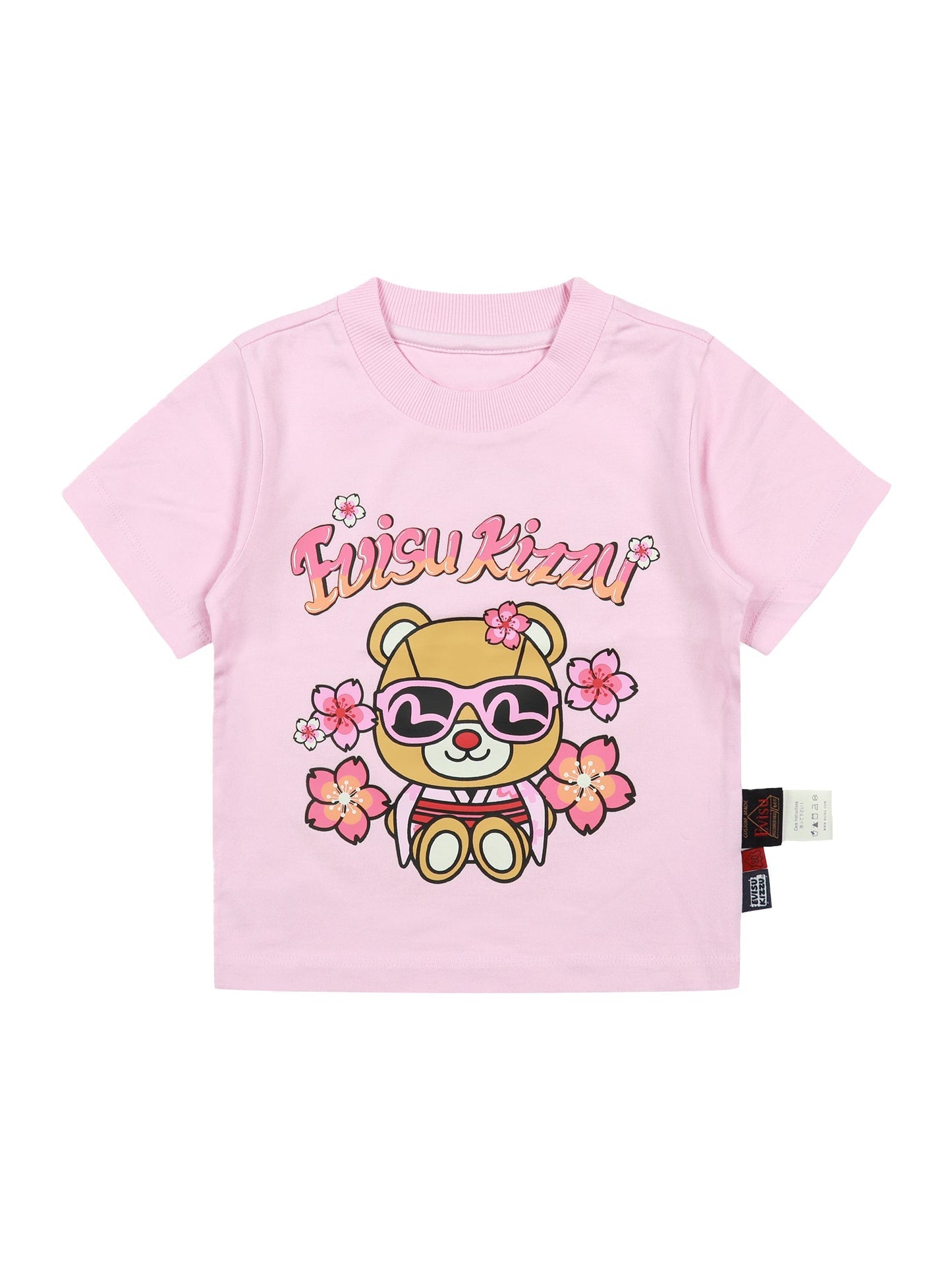 着物姿のクマとさくらプリントレギュラーフィットTシャツ