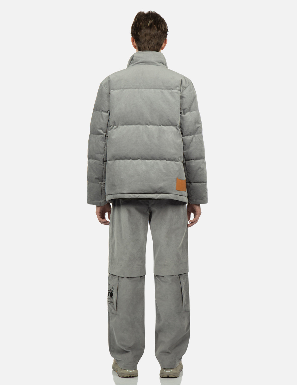 Seagull and Slogan Embroidered Velvet Down Jacket