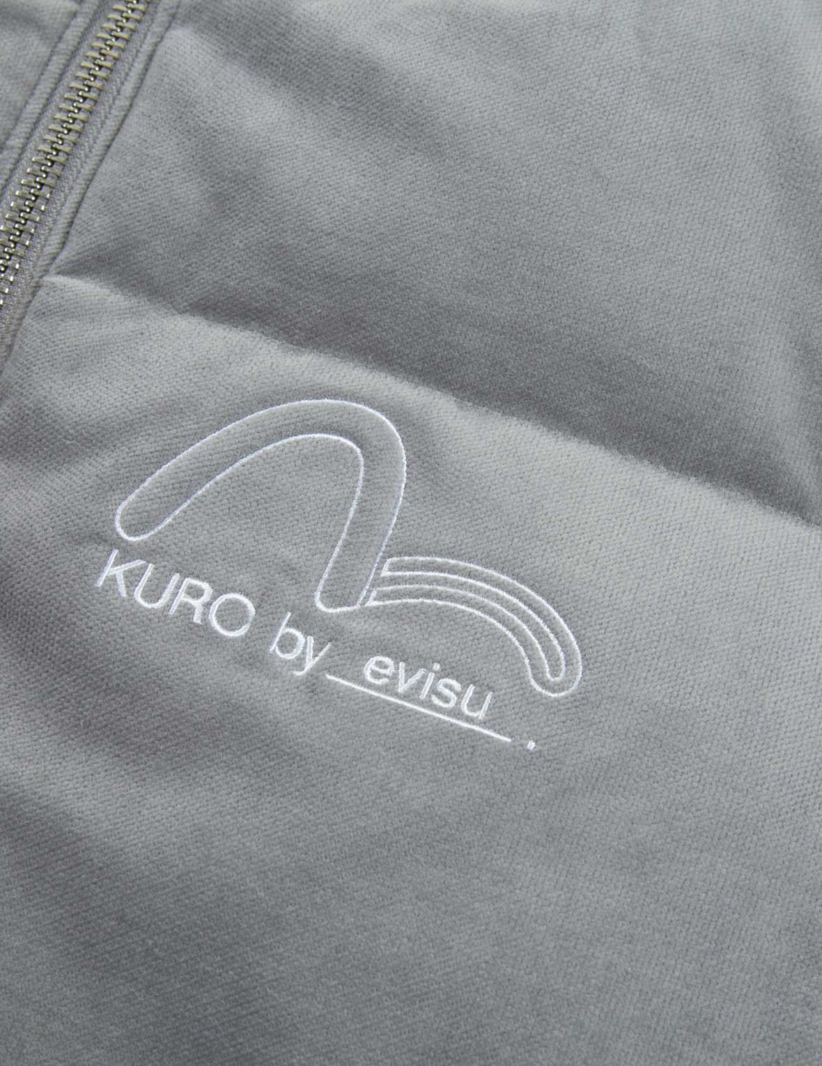 Seagull and Slogan Embroidered Velvet Down Jacket