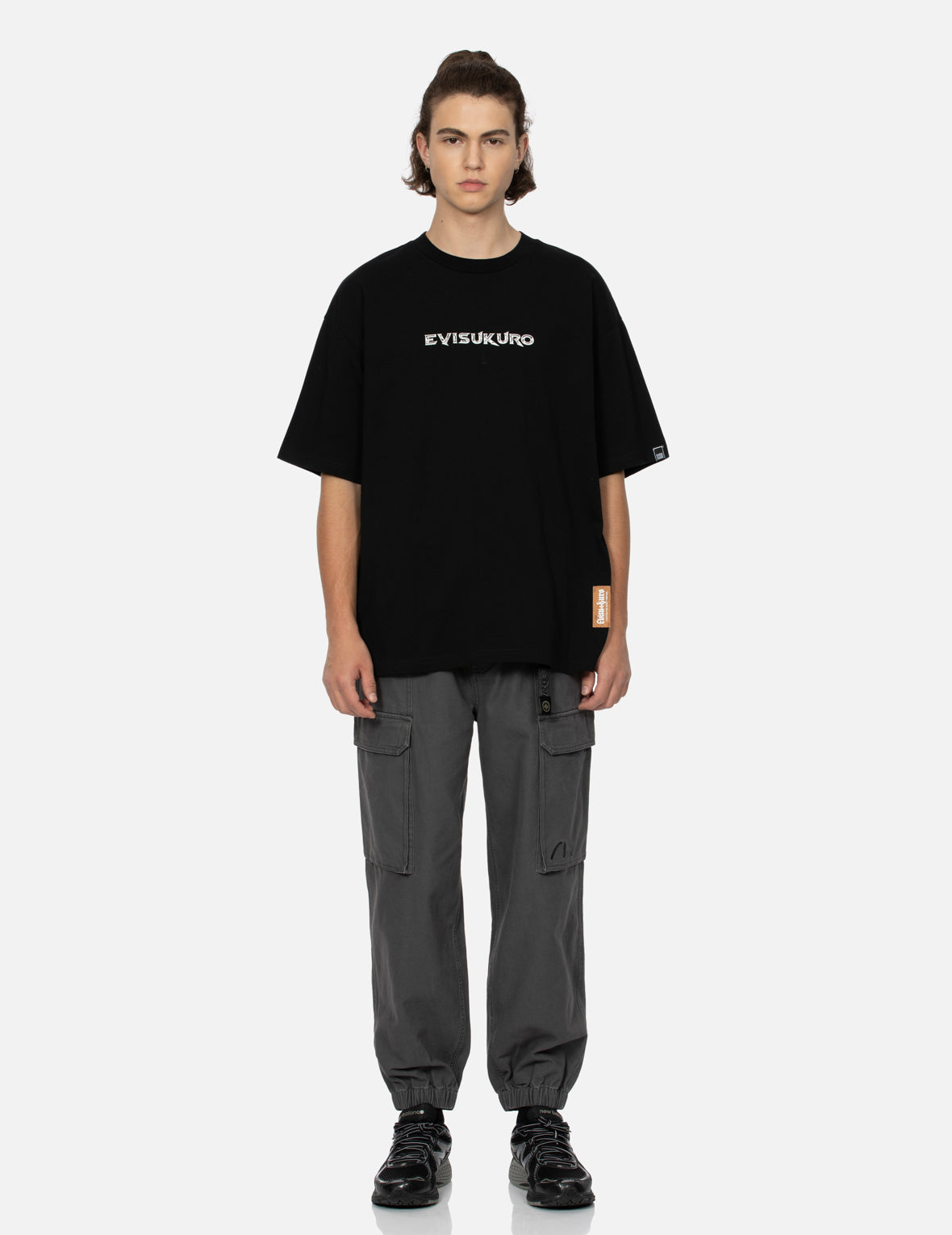 ロゴとスローガンプリントのルーズフィットTシャツ