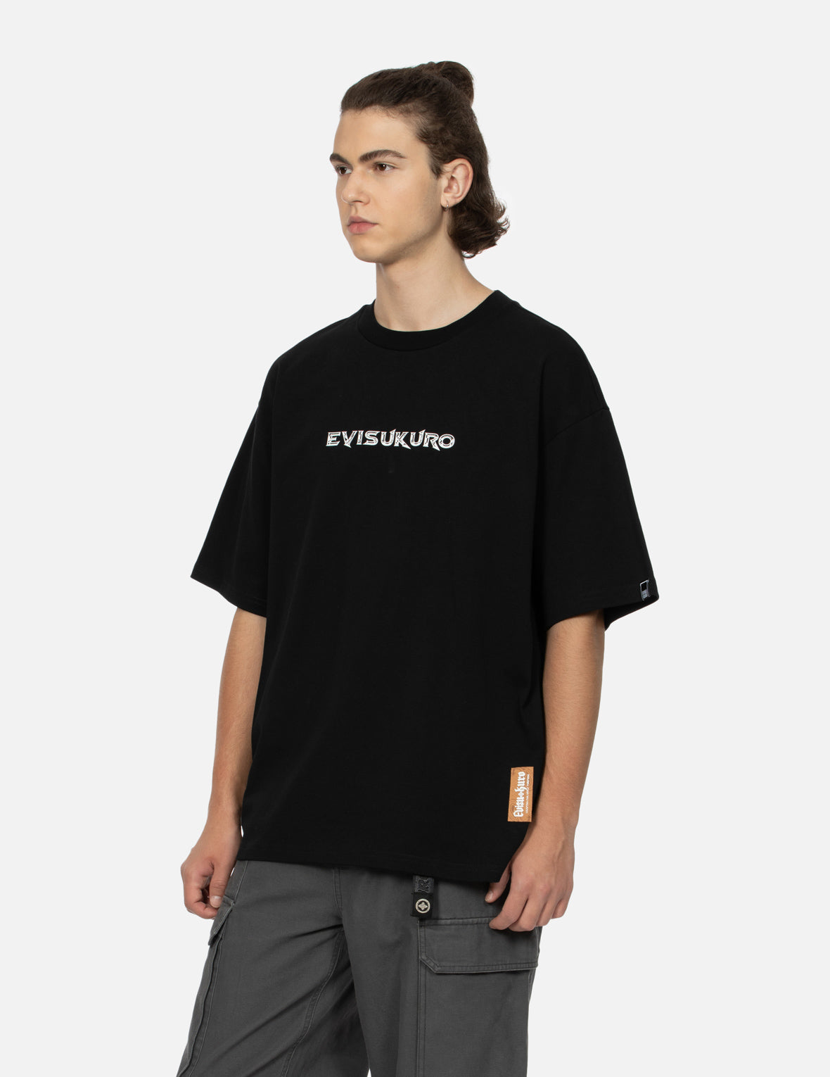 ロゴとスローガンプリントのルーズフィットTシャツ