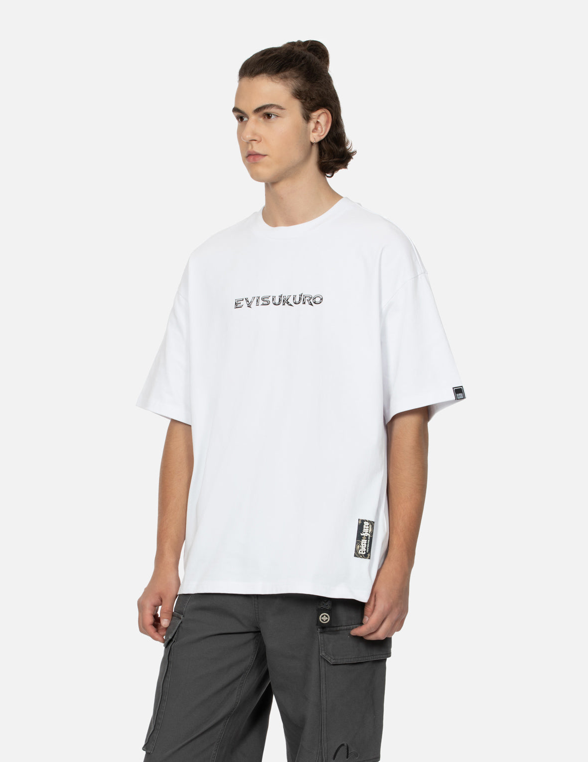 ロゴとスローガンプリントのルーズフィットTシャツ