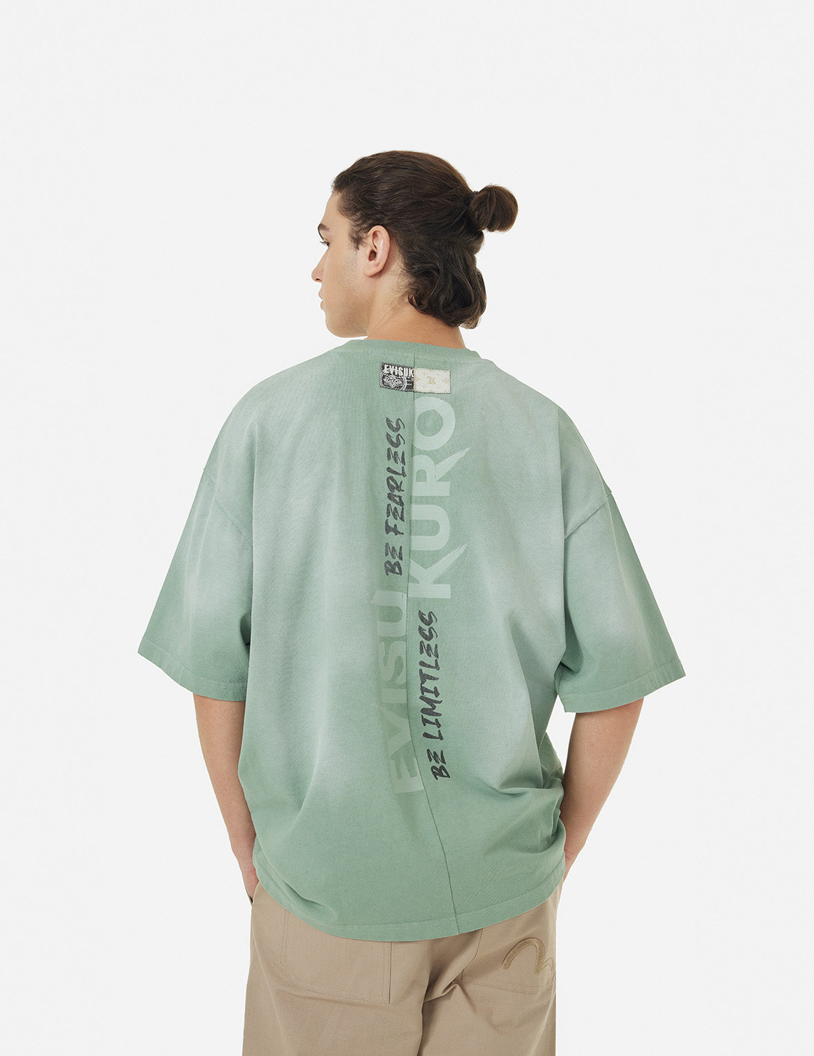 ガーメントダイカリグラフィーロゴプリントオーバーサイズTシャツ
