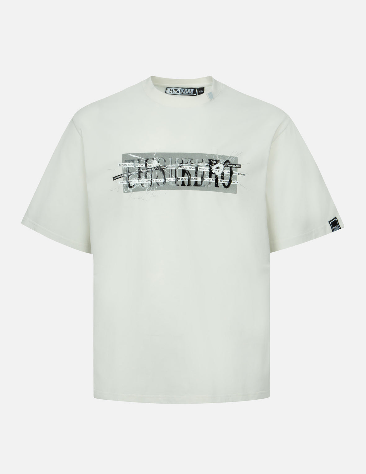 マルチロゴと割れたガラス効果プリントレギュラーフィットTシャツ