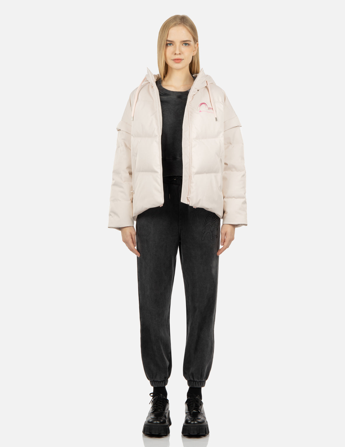 グラデーションカモメ刺繍ダウンジャケット