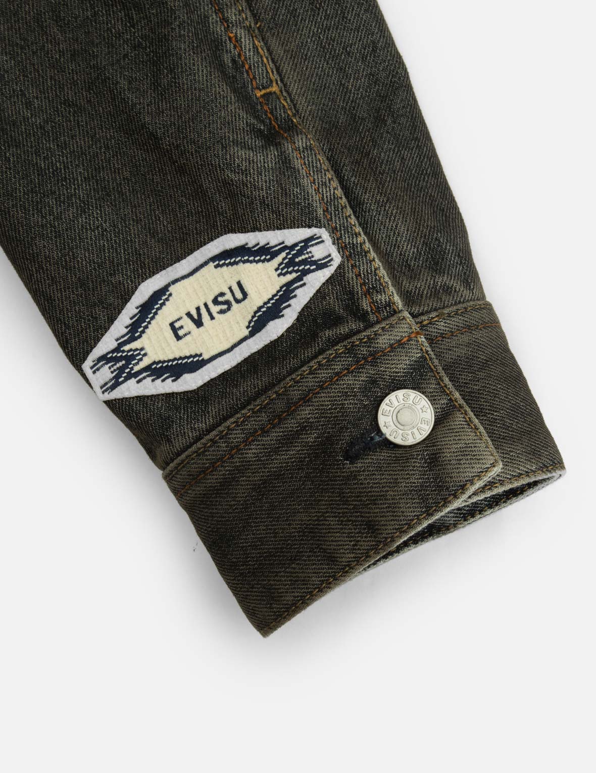 エスニック風の知恵の輪プリントと刺繍リラックスフィットデニムジャケット