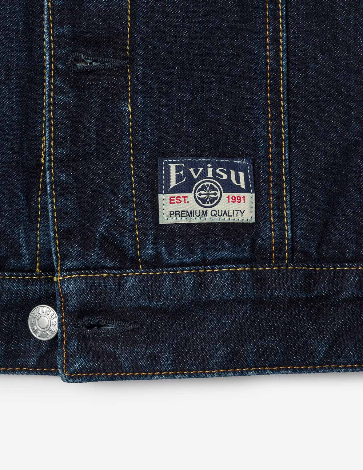 忍者だるま刺繍レギュラーフィットパッド入りデニムジャケット