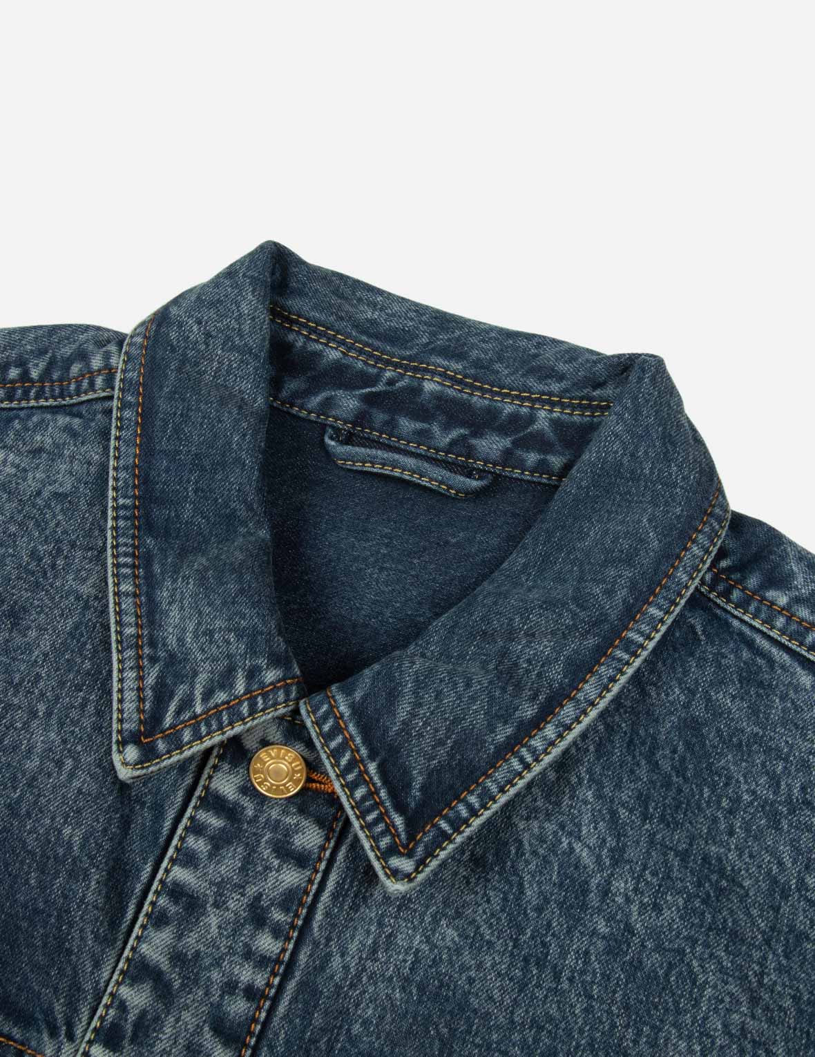 カモメと家紋の織りブロケードと鯉の刺繍リラックスフィットデニムジャケット