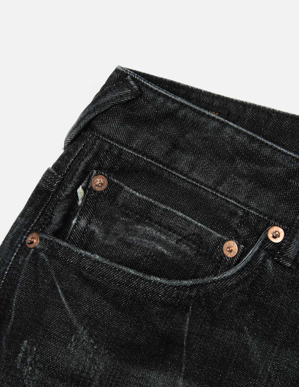 ウォッシュ加工のカモメ刺繍ファッションフィットジーンズ