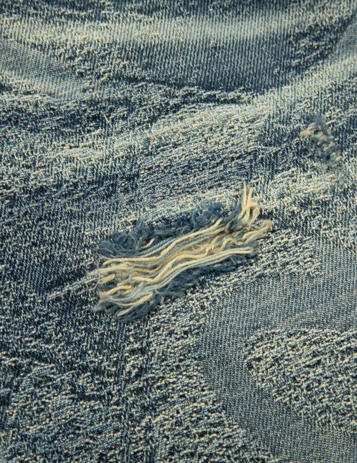 Washed Seagull Embroidery Regular Straight Fit Jeans #2008