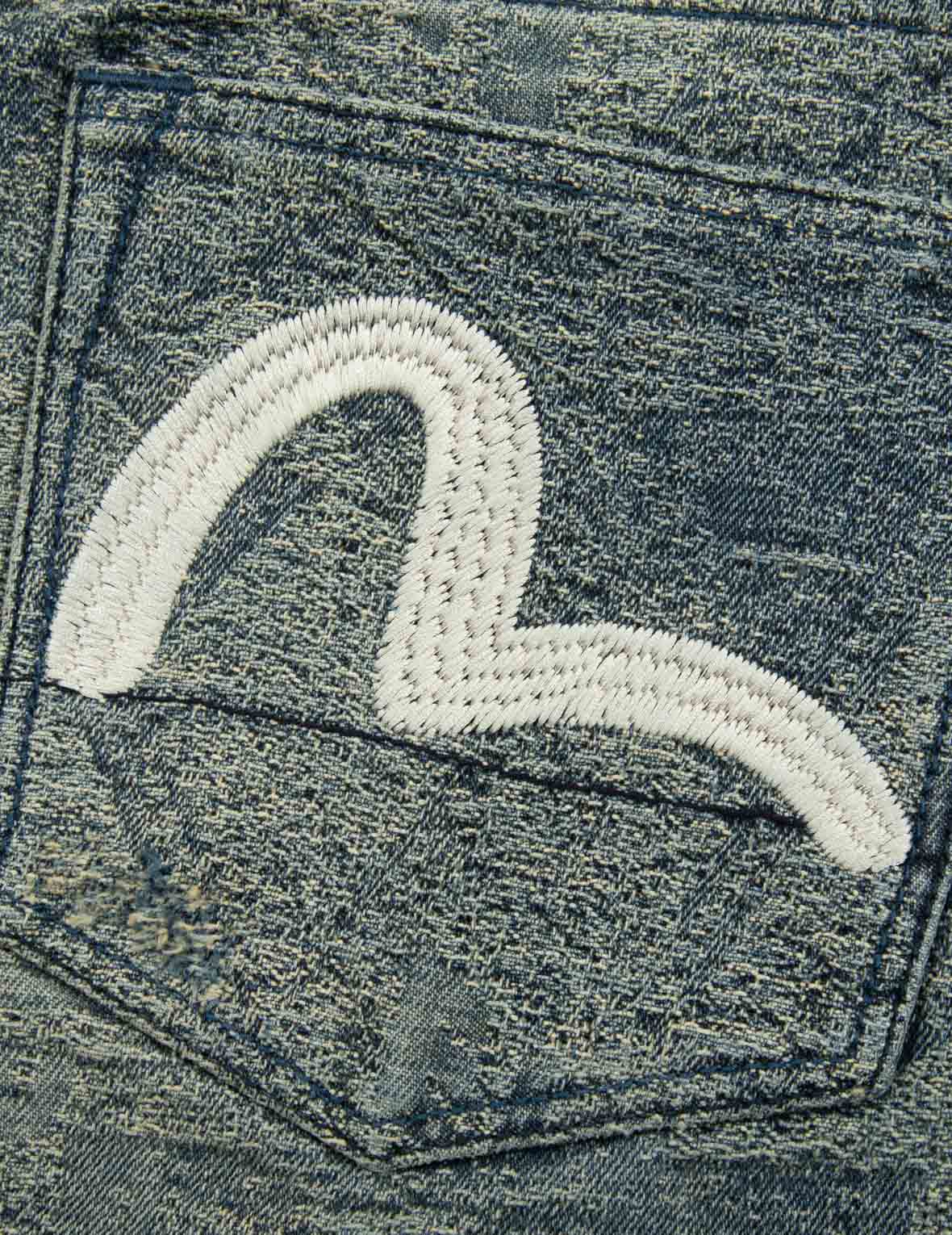 Washed Seagull Embroidery Regular Straight Fit Jeans #2008